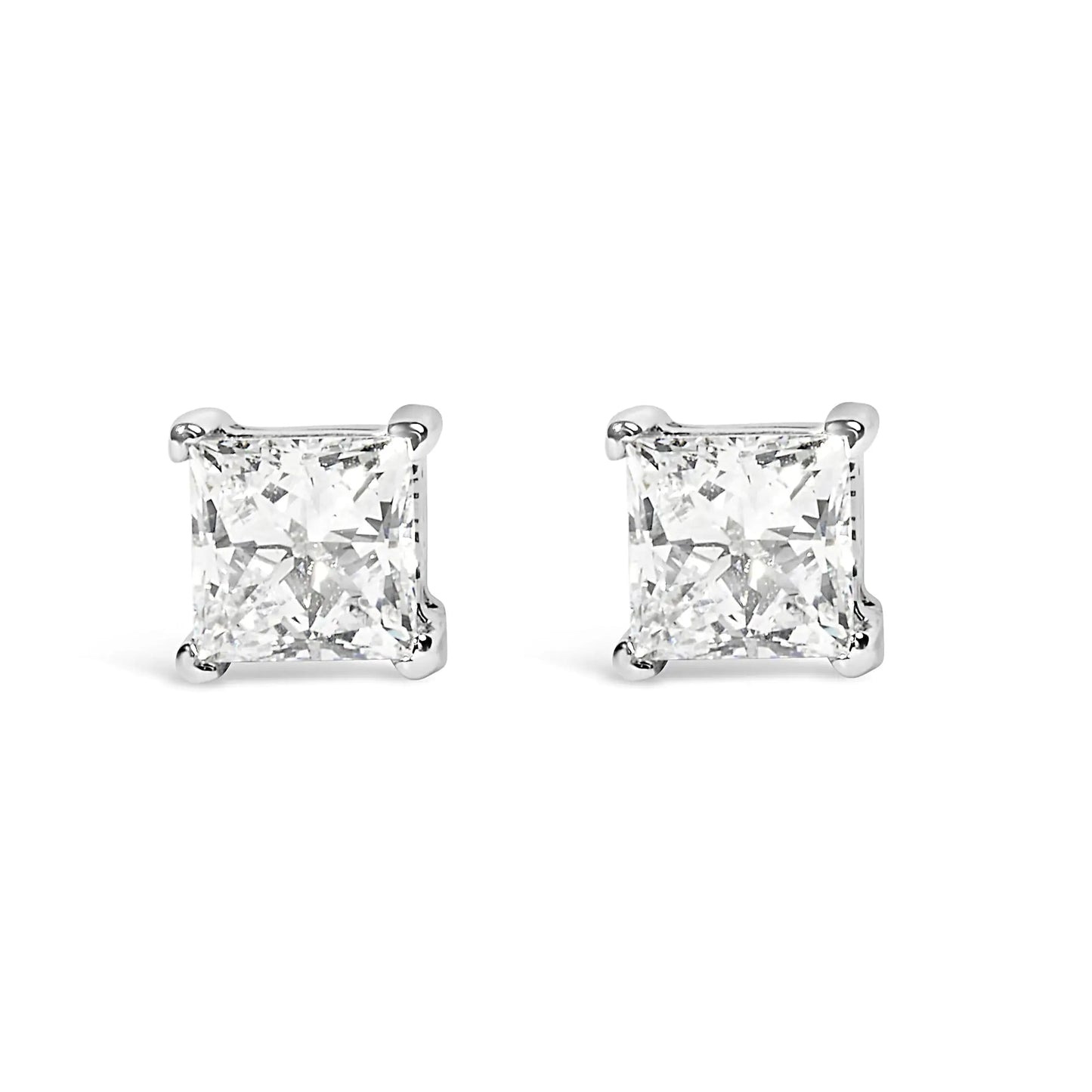 14K Weißgold 3/8 Karat Laborgezüchtete Princess-Cut Diamant Solitär Ohrstecker mit 4-Krappenfassung (VS1-VS2 Reinheit, F-G Farbe) WEM Support (www.WEM.support)