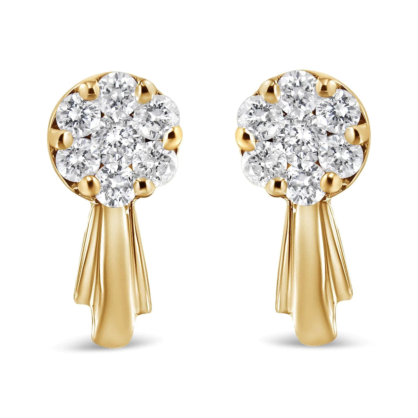 14K Gold 3/4 Cttw Diamond Floral Cluster Drop and Dangle Stud Earrings (H-I Color, I1-I2 Clarity) WEM Support (www.WEM.support)