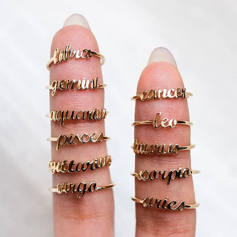 Thin Open Gold Zodiac Rings WEM Support (www.WEM.support)