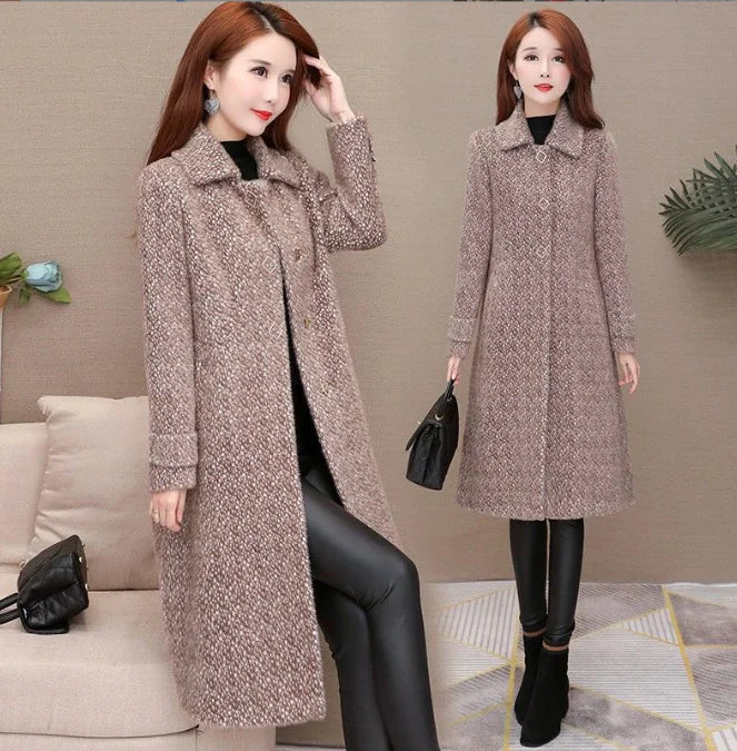 Abrigo Medio Largo Acolchado de Imitación de Visón para Mujer HejK.com Marketplace LLC