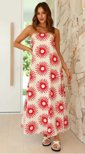 Women's Dress Printed Tube Top Large Swing Dress WEM Support (www.WEM.support)