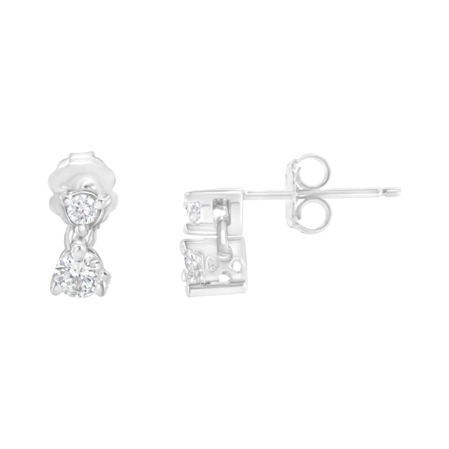 14K White Gold 1 cttw Double Diamond Stud Earrings (I-J Clarity, I2-I3 Color) WEM Support (www.WEM.support)