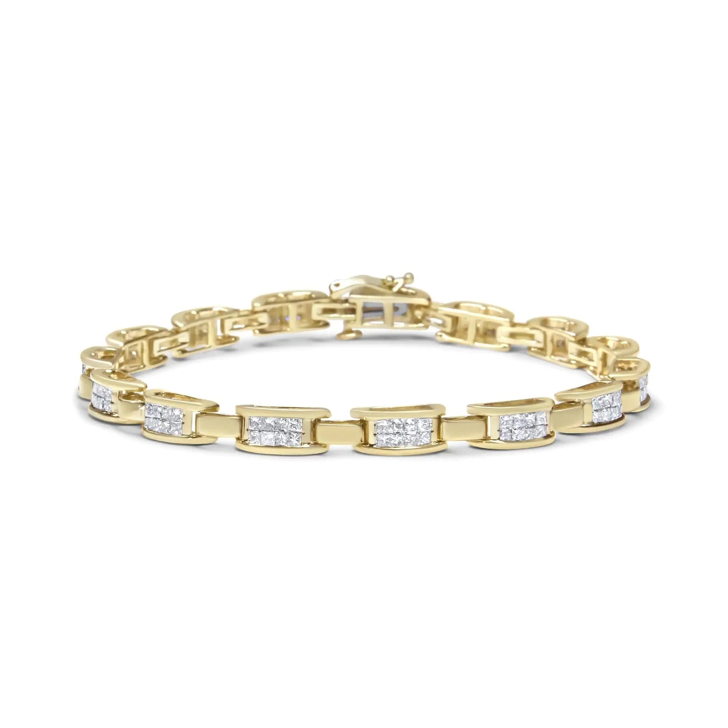 14K Yellow Gold Princess-Cut Diamond Links of Love Bracelet (2.00 cttw, H-I Color, SI2-I1 Clarity) WEM Support (www.WEM.support)