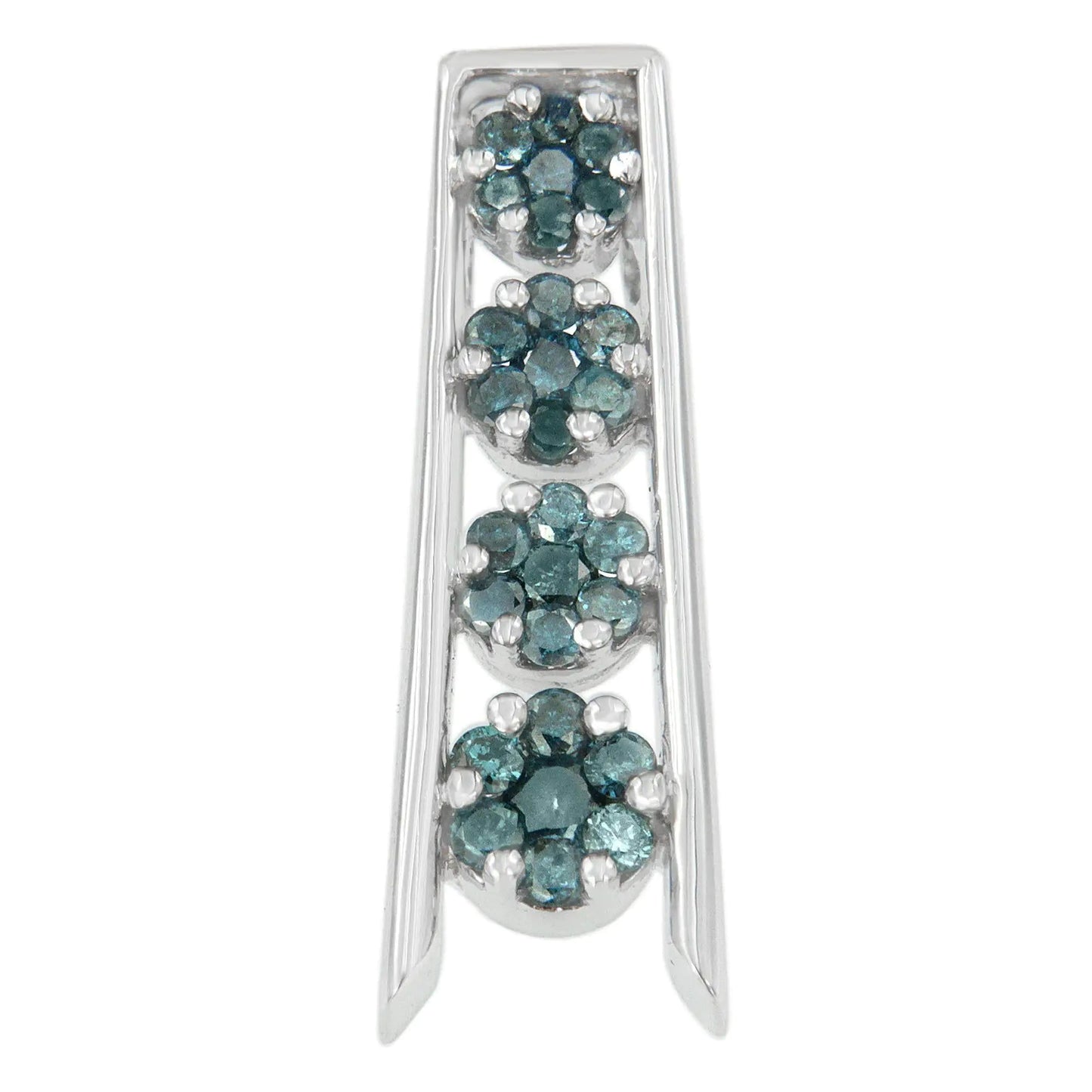 14K White Gold 1/2 cttw Treated Blue Diamond Journey Pendant Necklace (Blue, I1-I2) WEM Support (www.WEM.support)
