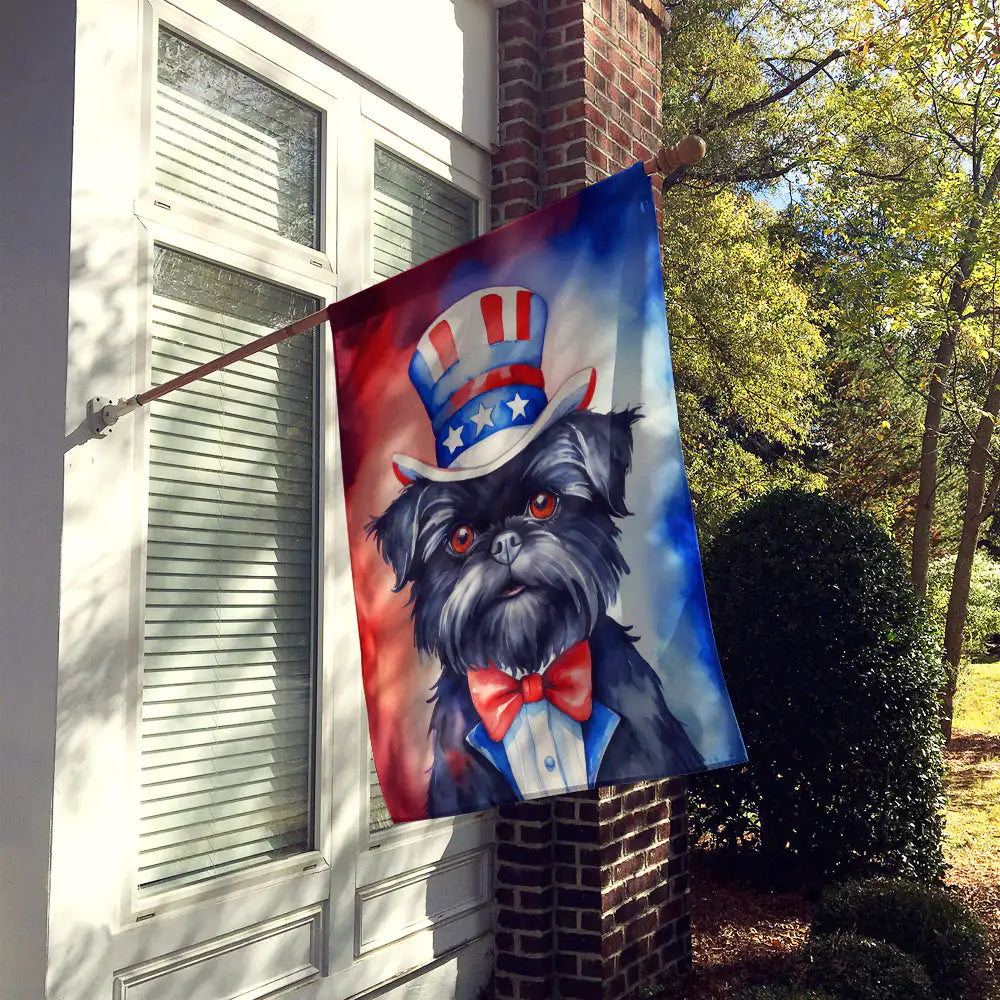 Affenpinscher Patriotic American House Flag WEM Support (www.WEM.support)