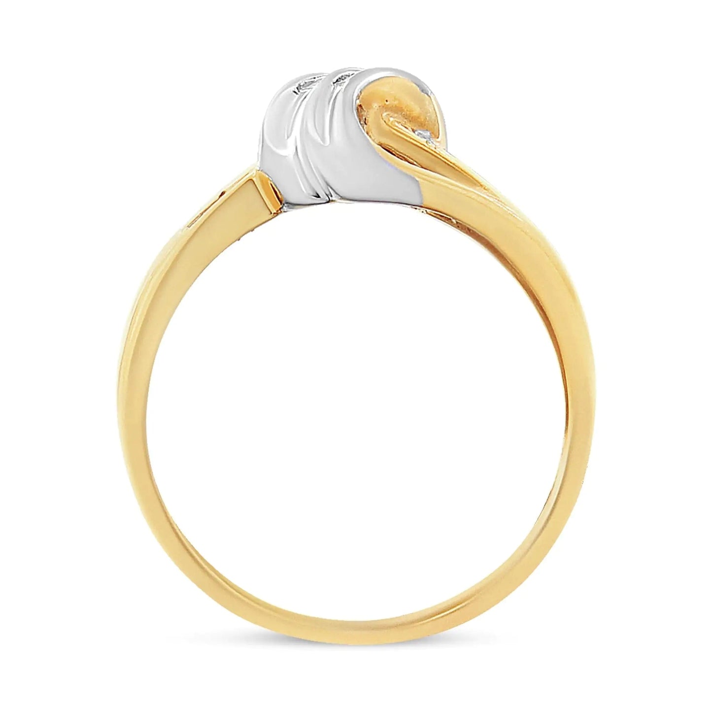 10K Yellow and White Gold 1/10 Cttw Baguette and Round-Cut Diamond Bypass Ring (I2 Color, H-I Clarity) WEM Support (www.WEM.support)