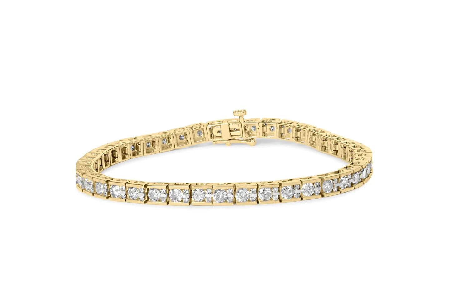 10K Yellow Gold 4.00 Cttw Channel Set Round Diamond Tennis 7" Bracelet (J-K Color, I1-I2 Clarity) WEM Support (www.WEM.support)