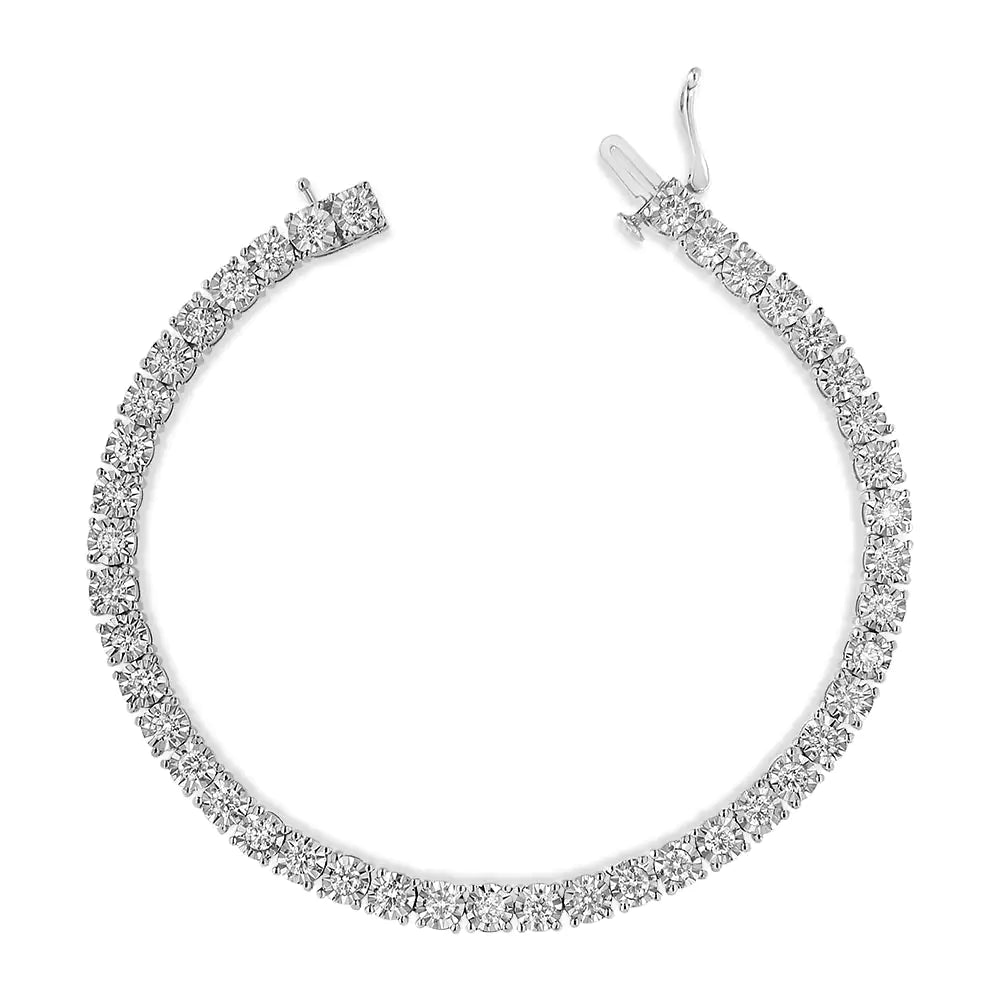 .925 Sterling Silver 3.0 Cttw Diamond Illusion-Set Miracle Plate Tennis Bracelet (I-J Color, I3 Clarity) - 7" WEM Support (www.WEM.support)