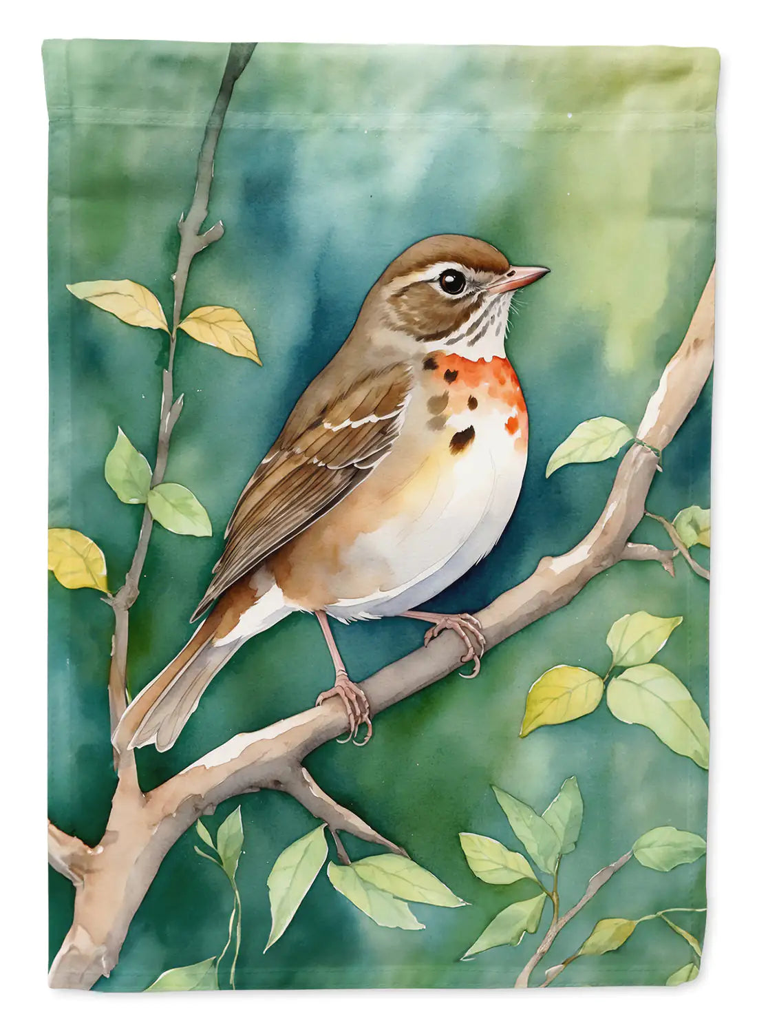 Vermont Hermit Thrush Garden Flag WEM Support (www.WEM.support)
