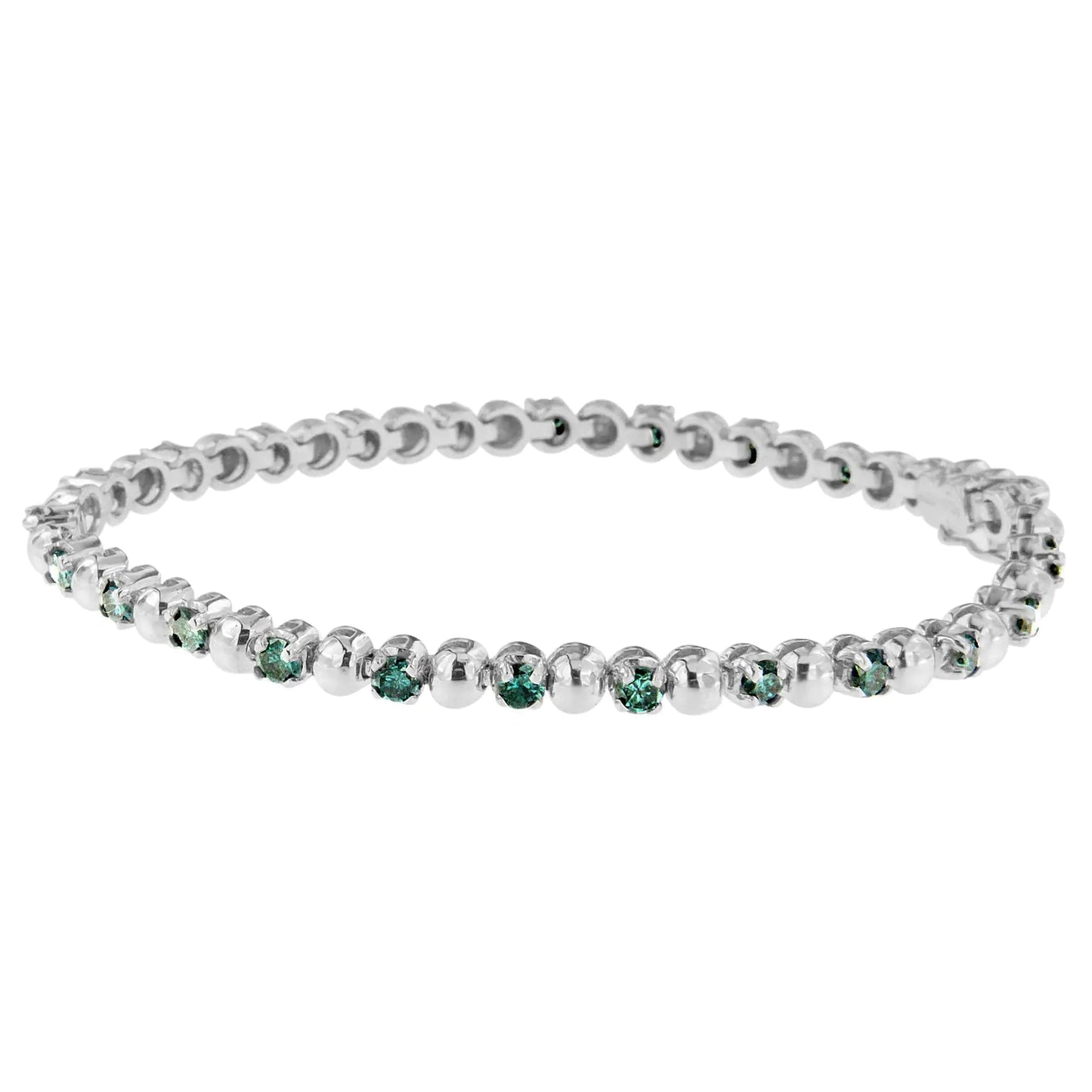 14K White Gold Round-Cut Blue Diamonds Bracelet (3.00 cttw, Blue Color, Clarity) WEM Support (www.WEM.support)