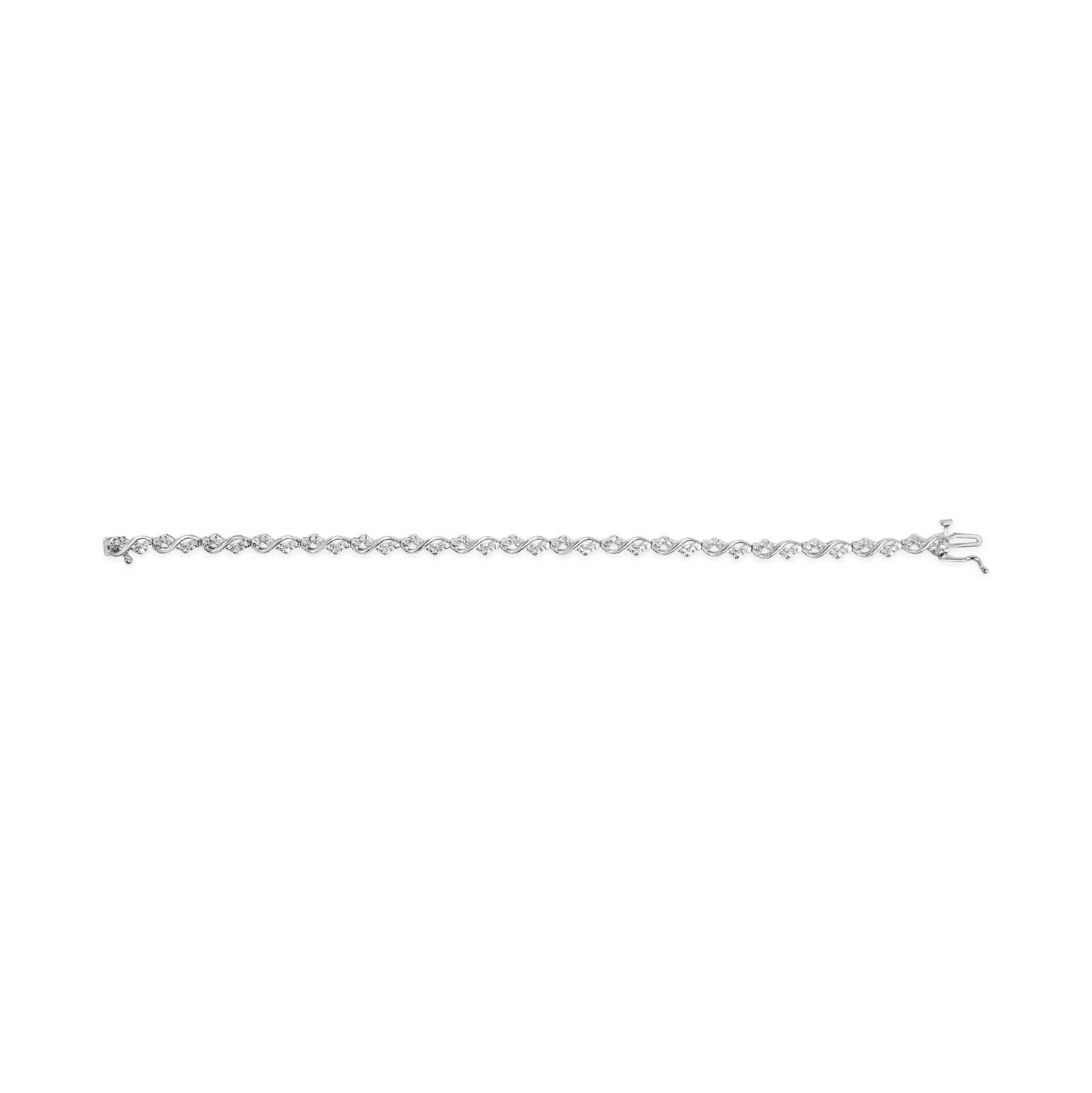 10k White Gold 1/2 Cttw Diamond Infinity Weave Link Bracelet (I-J Color, SI2-I1 Clarity) - 7" WEM Support (www.WEM.support)