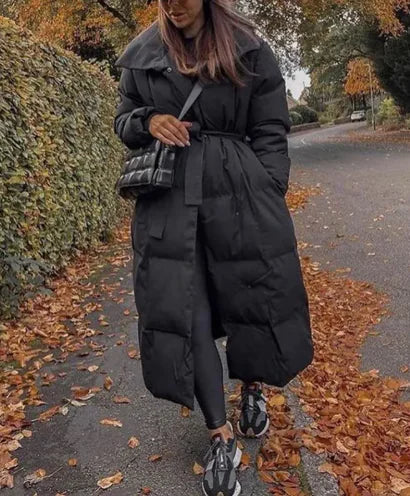 Women's Oversized Fashion Parka with Covered Buttons WEM Support (www.WEM.support)