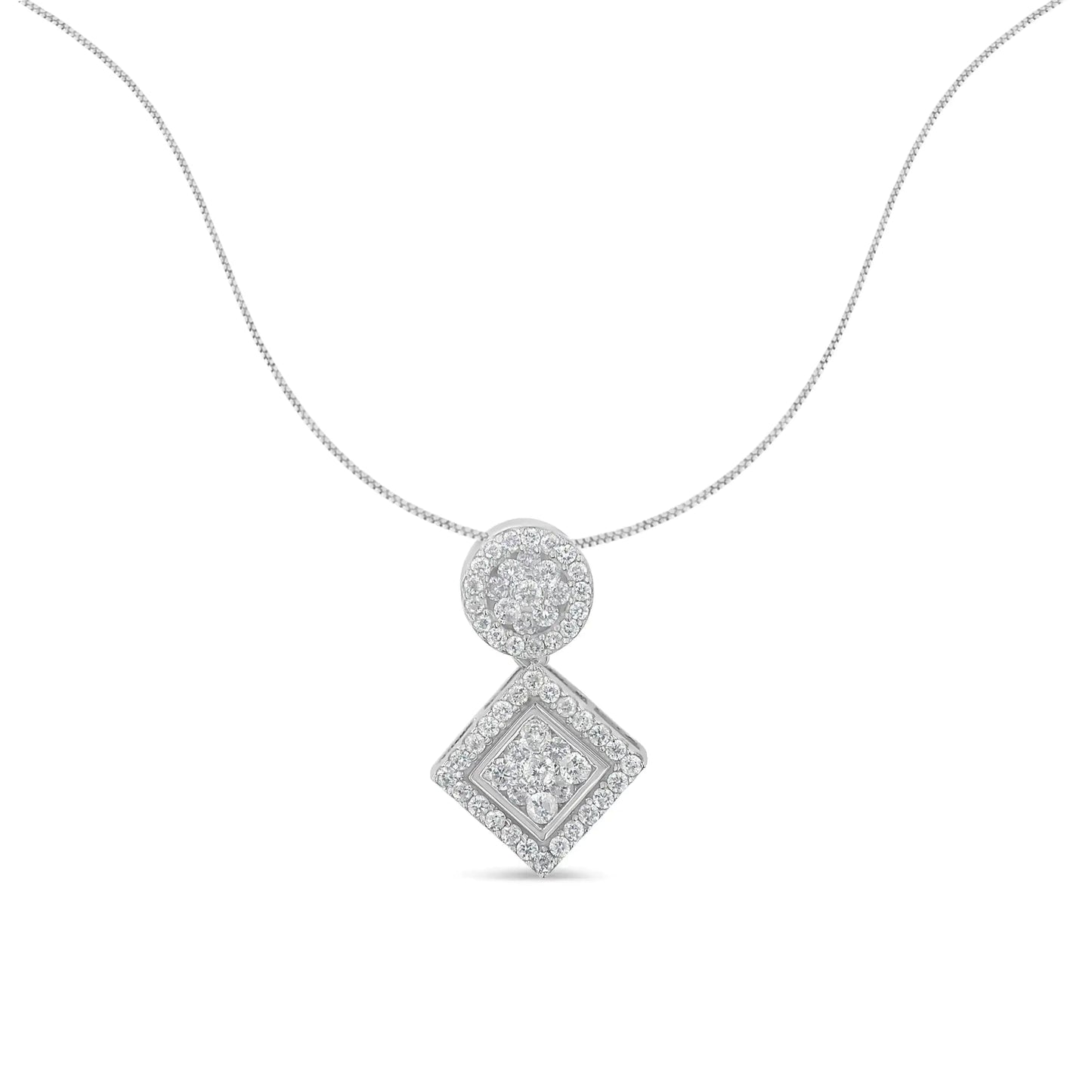 14K White Gold 1 cttw Diamond Pendant Necklace (H-I, I1-I2) WEM Support (www.WEM.support)