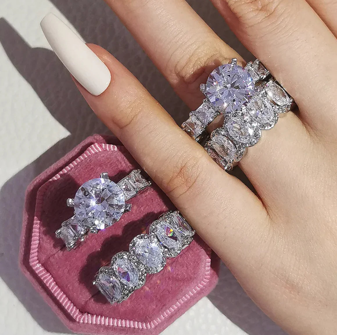 Super Sparkling Full Diamond Engagement Ring for Women WEM Support (www.WEM.support)