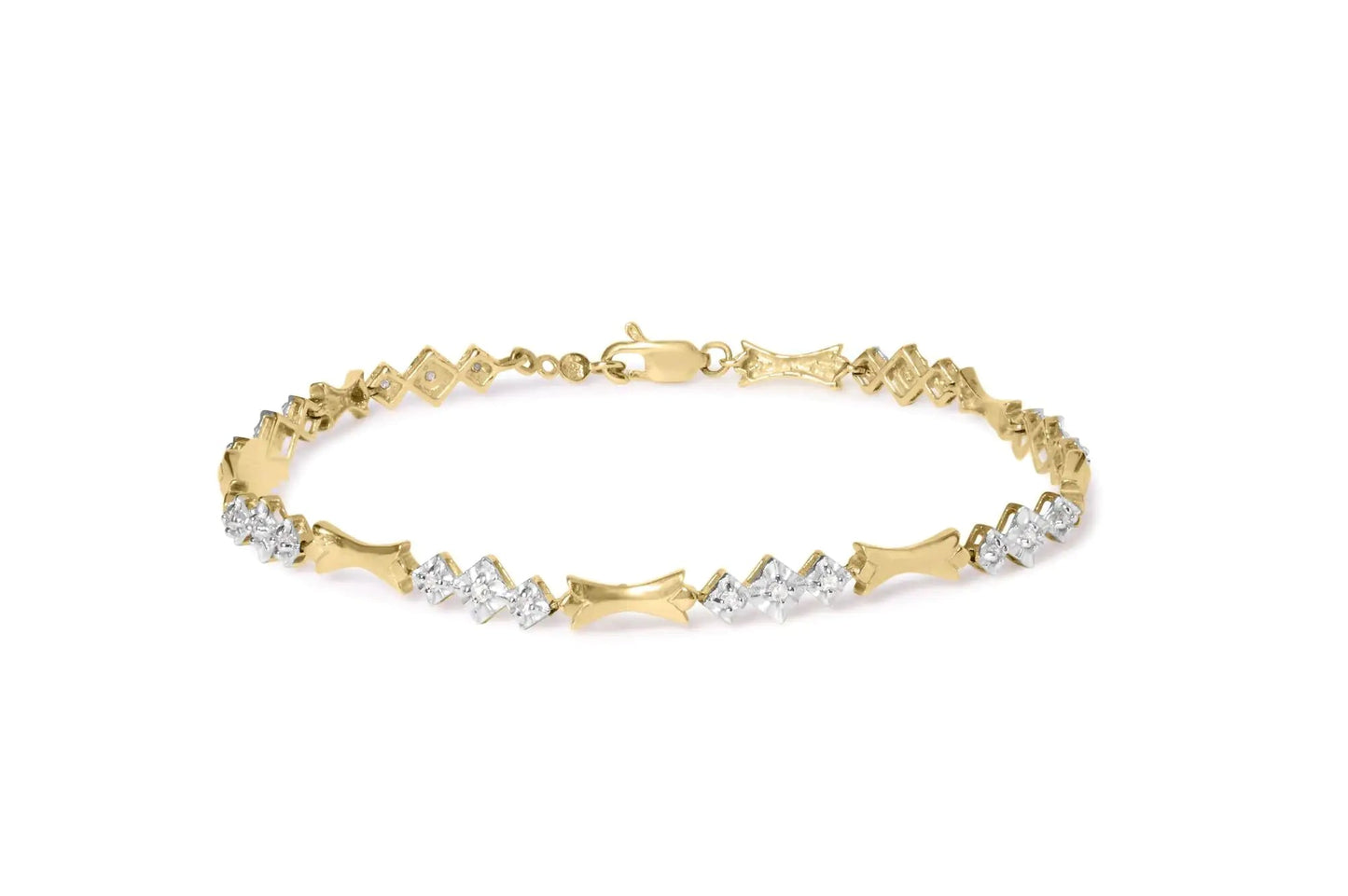 10k Gold 1/3 Cttw Diamond Miracle Set Alternating Bar and Link Bracelet (I-J Color, I1-I2 Clarity) - 7.75" Inches WEM Support (www.WEM.support)