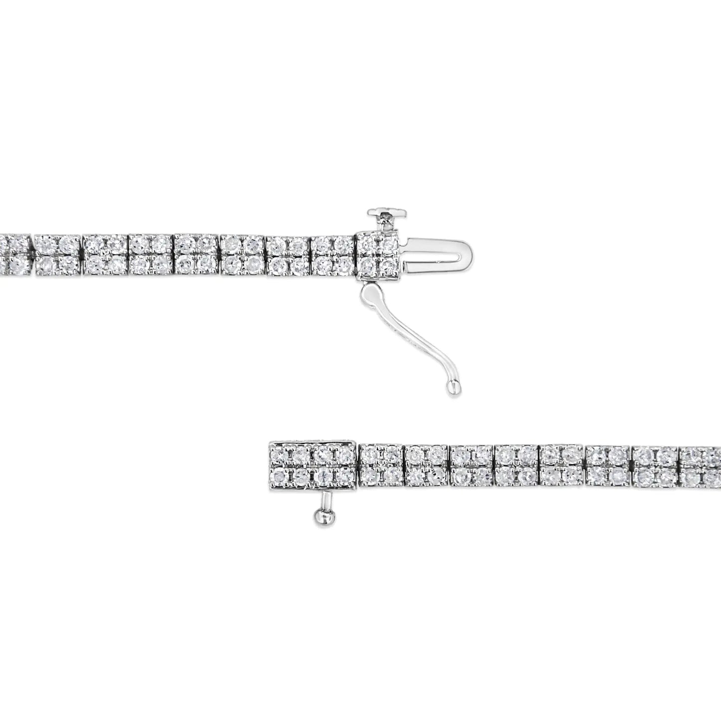 .925 Sterling Silver 3.0 Cttw Prong-Set Round Diamond 2 Row Link Tennis Bracelet (I-J Color, I3 Clarity) - 7.25" WEM Support (www.WEM.support)