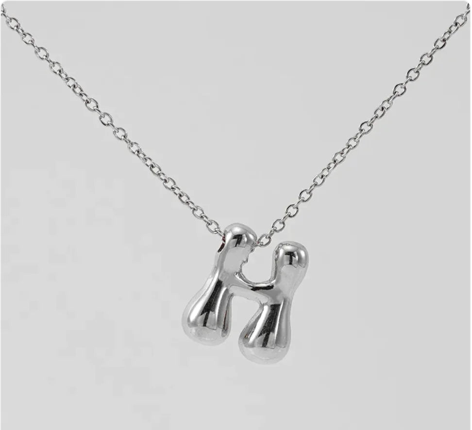 Women's Glossy Bubble Letter Pendant Necklace WEM Support (www.WEM.support)