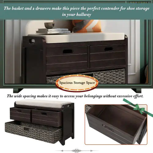 Storage Stool With Detachable Basket And 2 Drawers WEM Support (www.WEM.support)
