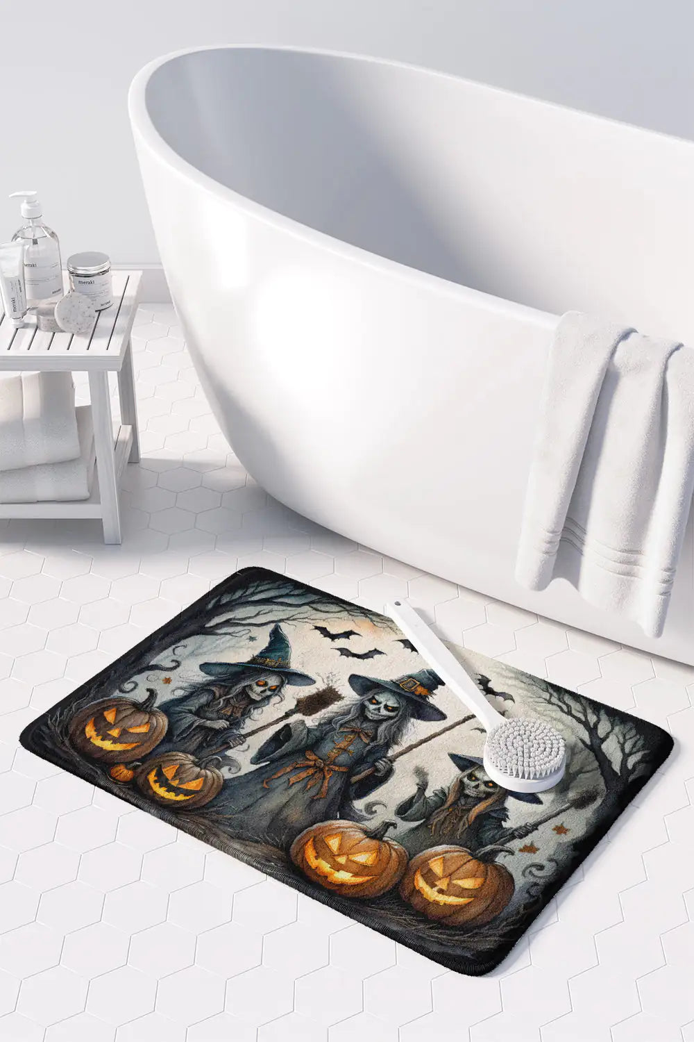 Witches Spooky Halloween Memory Foam Kitchen Mat WEM Support (www.WEM.support)