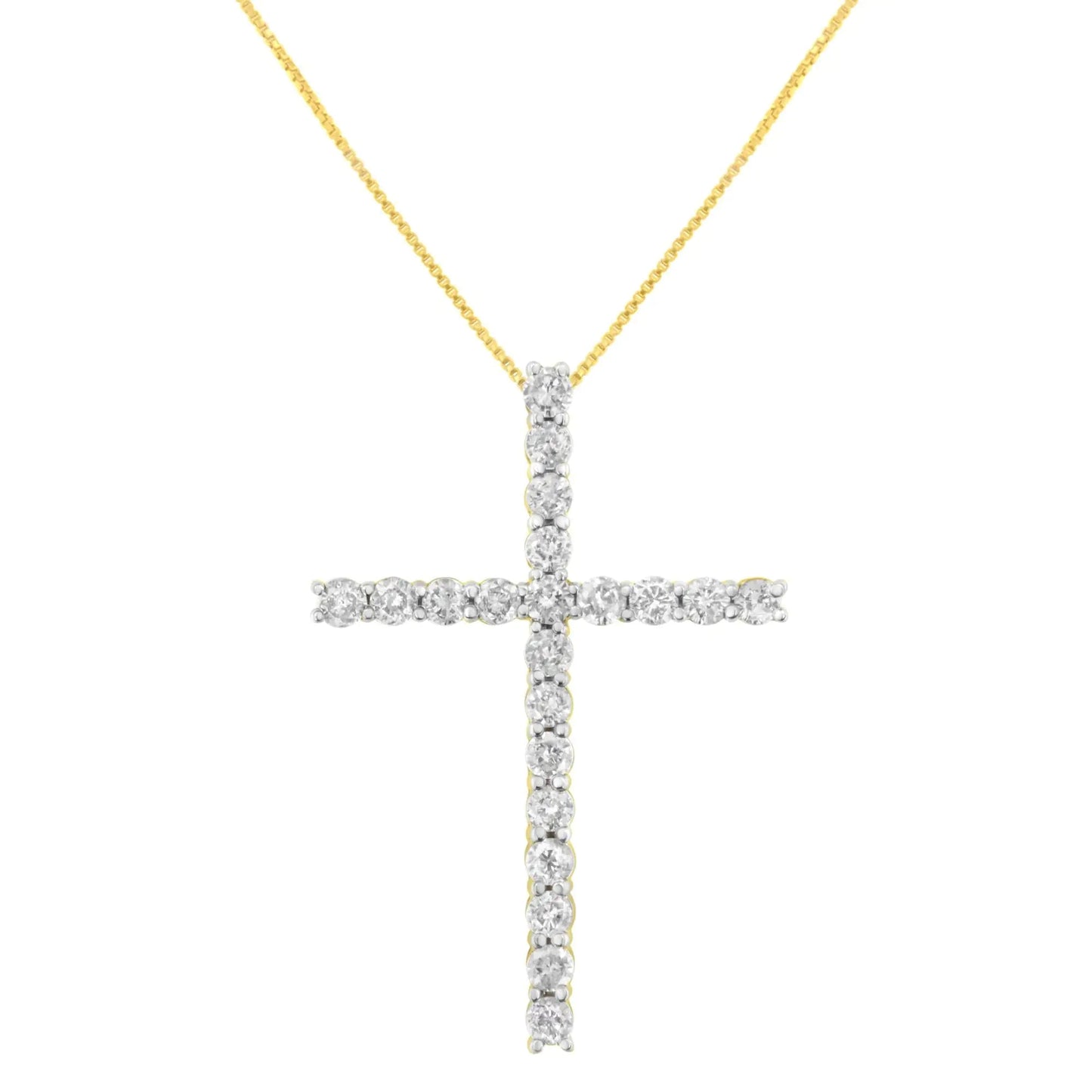 10K Yellow Gold Plated .925 Sterling Silver 4.0 Cttw Round Cut Diamond Cross Pendant Necklace (J-K Color, I1-I2 Clarity) - 18" WEM Support (www.WEM.support)