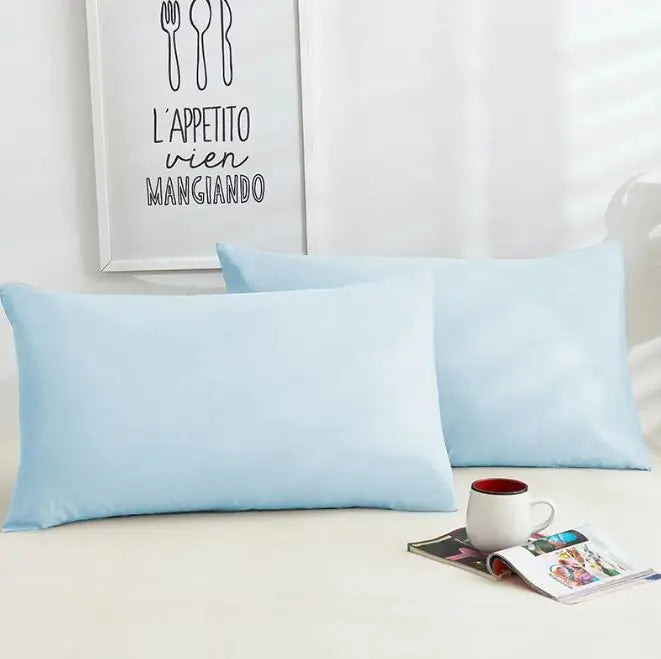 A Pair Of Pure Color Cotton Pillowcases WEM Support (www.WEM.support)