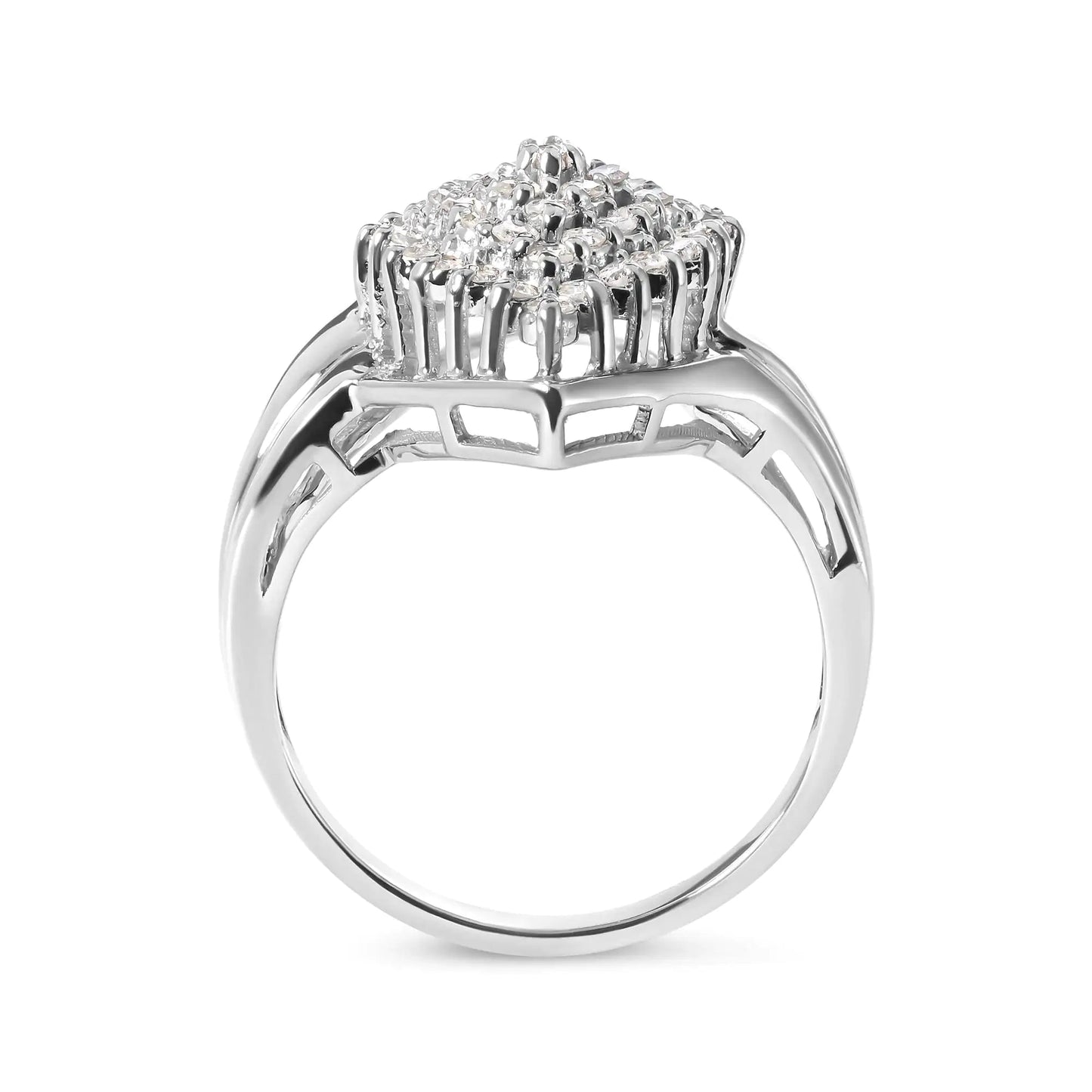 10K White Gold 1/2 Cttw Diamond Pear Shaped Cluster Ring (H-I Color, I1-I2 Clarity) WEM Support (www.WEM.support)