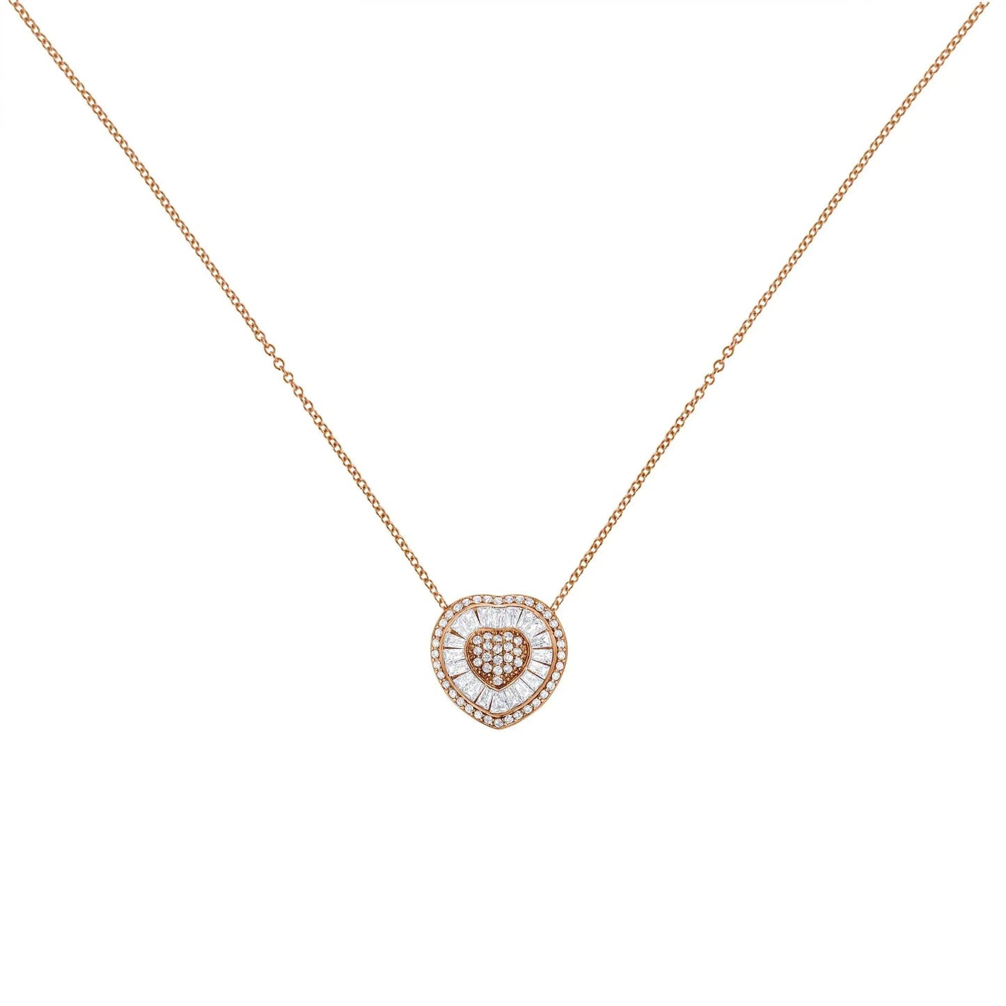 10K Rose Gold 1/2 cttw, Diamond Heart Pendant Necklace (H-I Color, I1-I2 Clarity) WEM Support (www.WEM.support)