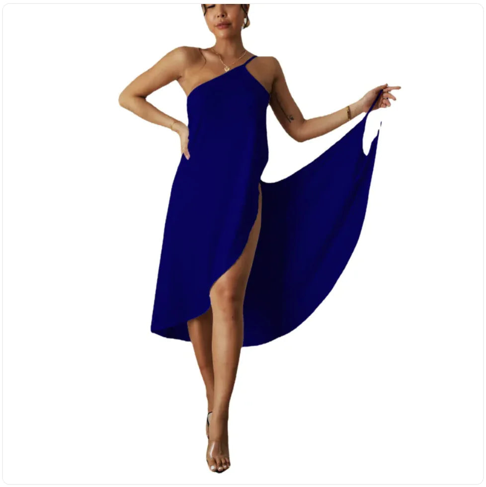 Vestido de Playa con Tirantes Cruzados de Color Sólido HejK.com
