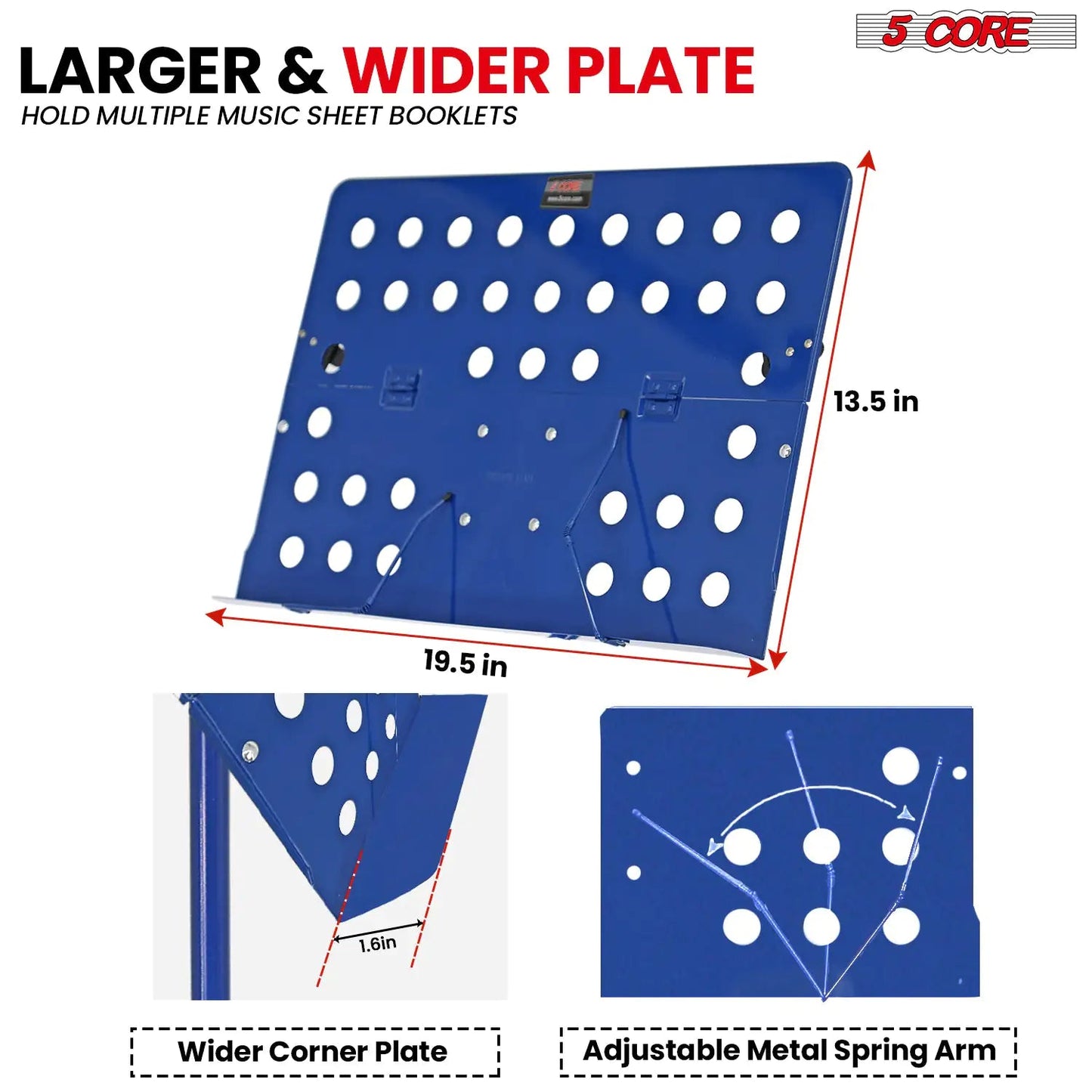 Suporte para Partituras 5Core Portátil, Tripé Ajustável e Dobrável, Suporte para Notas AZUL WEM Support (www.WEM.support)