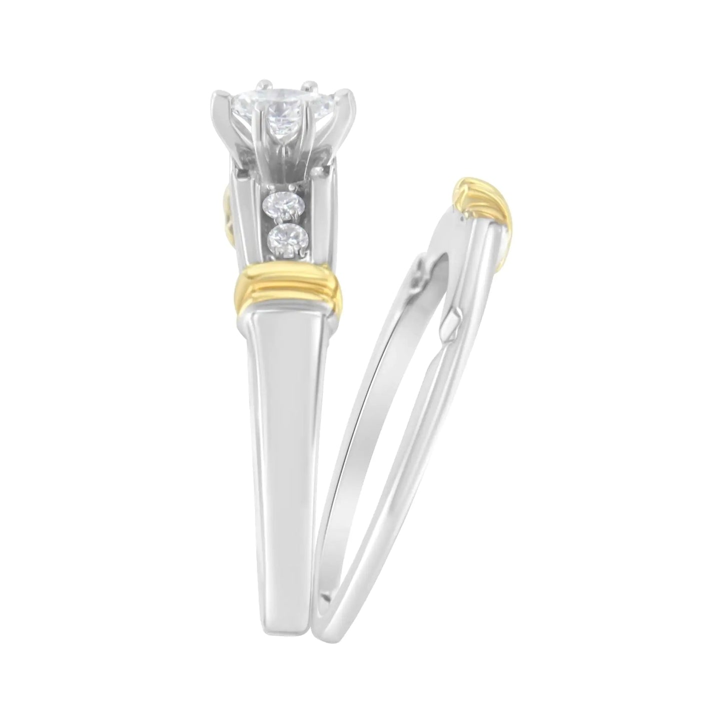 14K Yellow and White Gold 1/3 Cttw Marquise Diamond Cocktail Engagement Ring Set (H-I Color, SI1-SI2 Clarity) WEM Support (www.WEM.support)