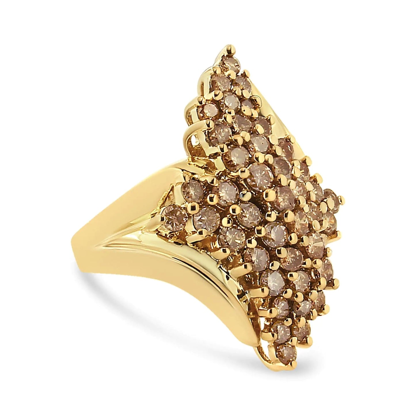 14K Yellow Gold Plated .925 Sterling Silver 2.00 Cttw Diamond Cluster Ring (Champagne Color, I2-I3 Clarity) WEM Support (www.WEM.support)