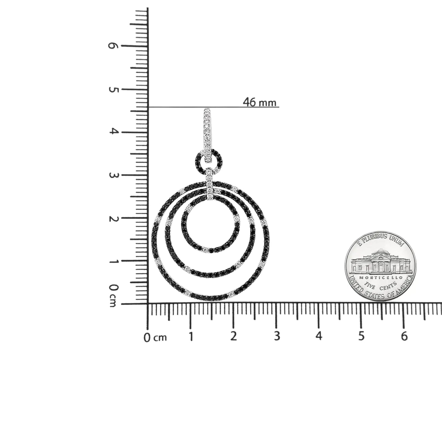 18K White Gold Round 2 1/3 Cttw Black and White Diamond Graduated Hoop Dangle Earrings (Black and F-G Color, VS1-VS2 Clarity) WEM Support (www.WEM.support)