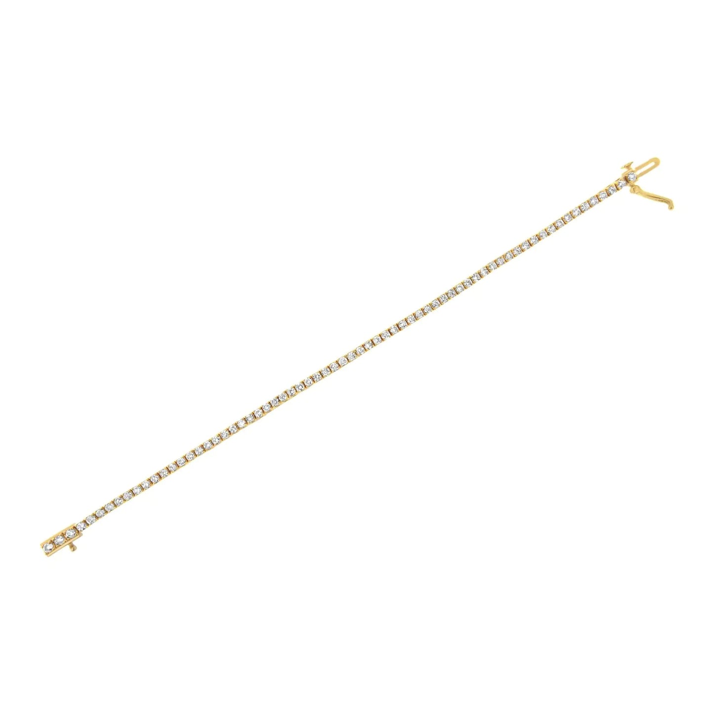 14K Yellow Gold 3.0 Cttw 4 Prong Set Round Brilliant Cut Diamond Classic Tennis Bracelet ( J-K Color, VVS2-VS1 Clarity) - 7.25 " Inches WEM Support (www.WEM.support)