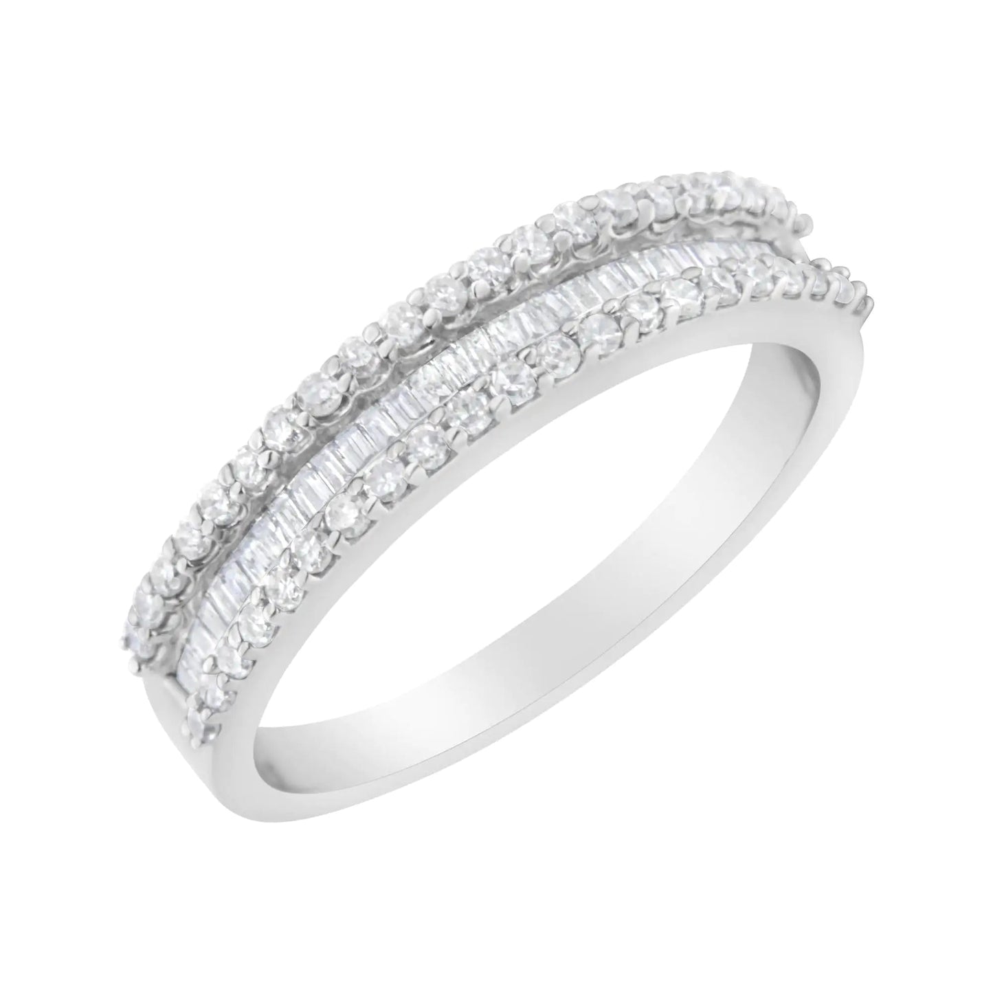 14KT White Gold 1/2 Cttw Diamond Modern Band Ring (H-I Color, SI2-I1 Clarity) WEM Support (www.WEM.support)