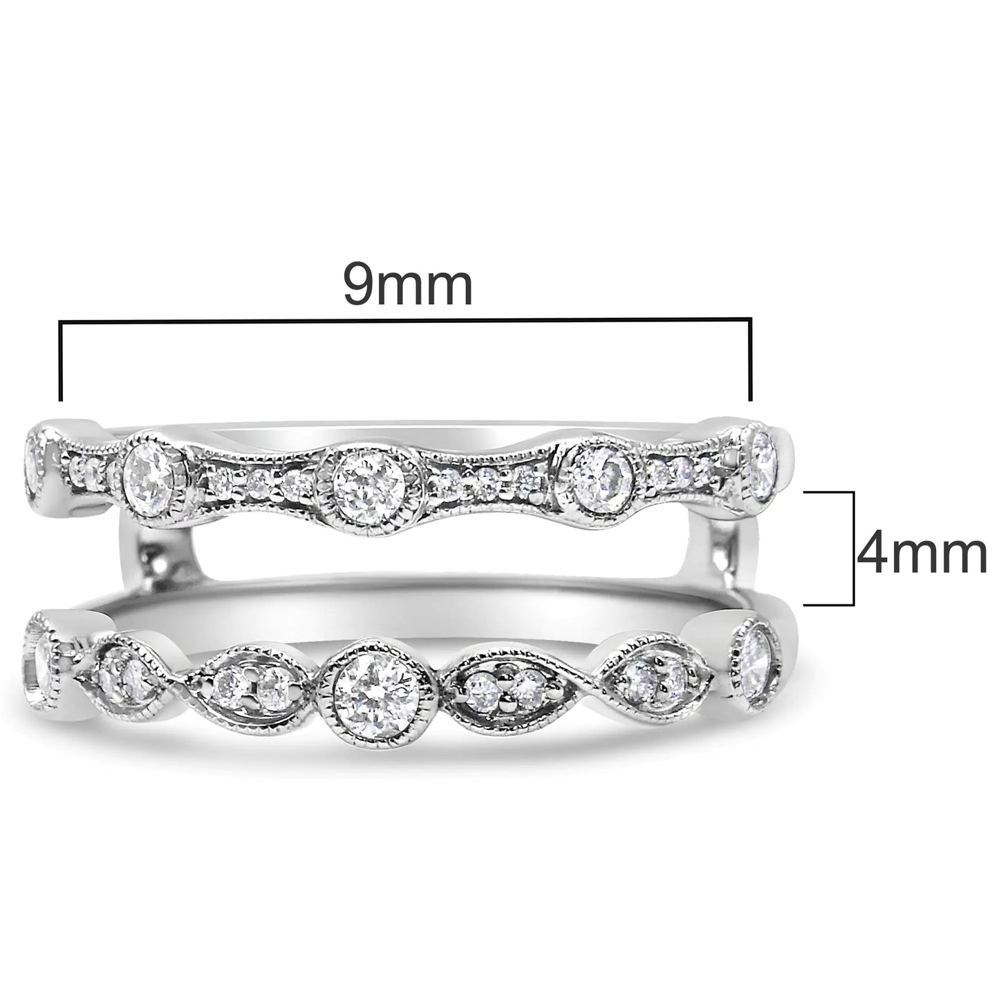 14K White Gold 1/3 Cttw Diamond Parallel Split Shank Wrap Ring Guard Enhancer (I-J Color, I2-I3 Clarity) WEM Support (www.WEM.support)