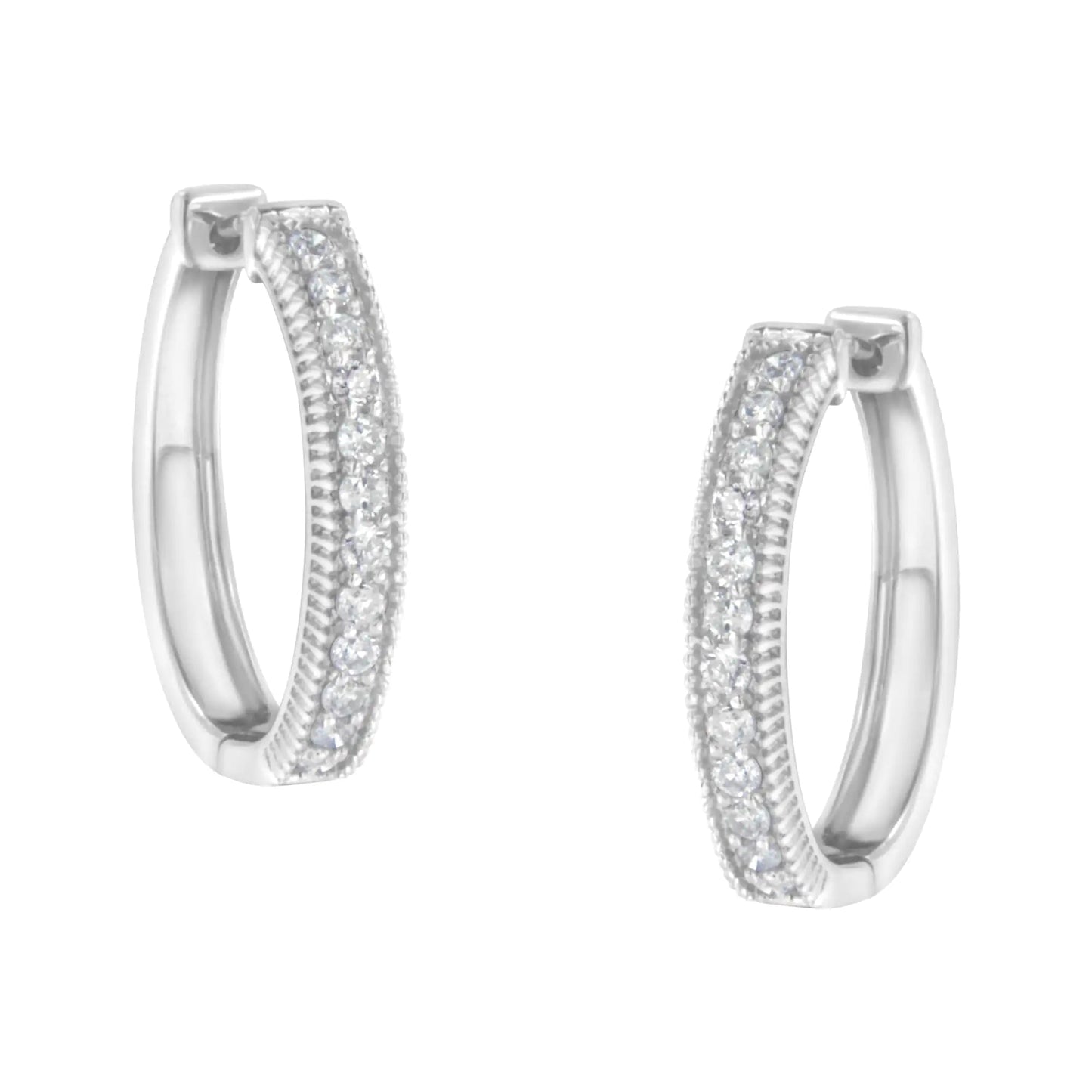 10KT White Gold Diamond Hoop Earring (1.00 cttw, H-I Color, I1-I2 Clarity) WEM Support (www.WEM.support)