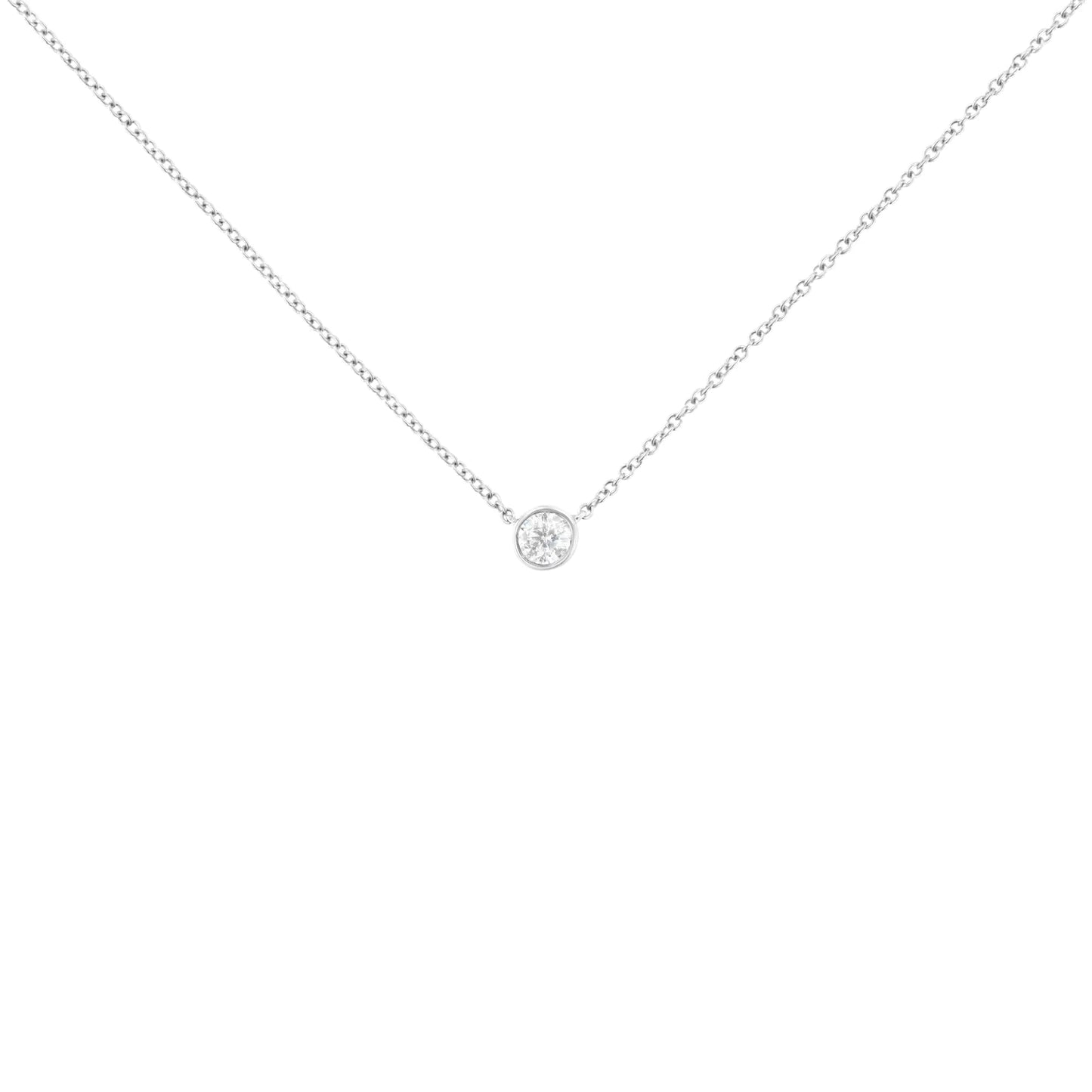 10K Gold 0.25 Carat Diamond Classic Bezel-Set Solitaire Pendant Necklace with 16"-18" Adjustable Chain (H-I Color, SI2-I1 Clarity) WEM Support (www.WEM.support)