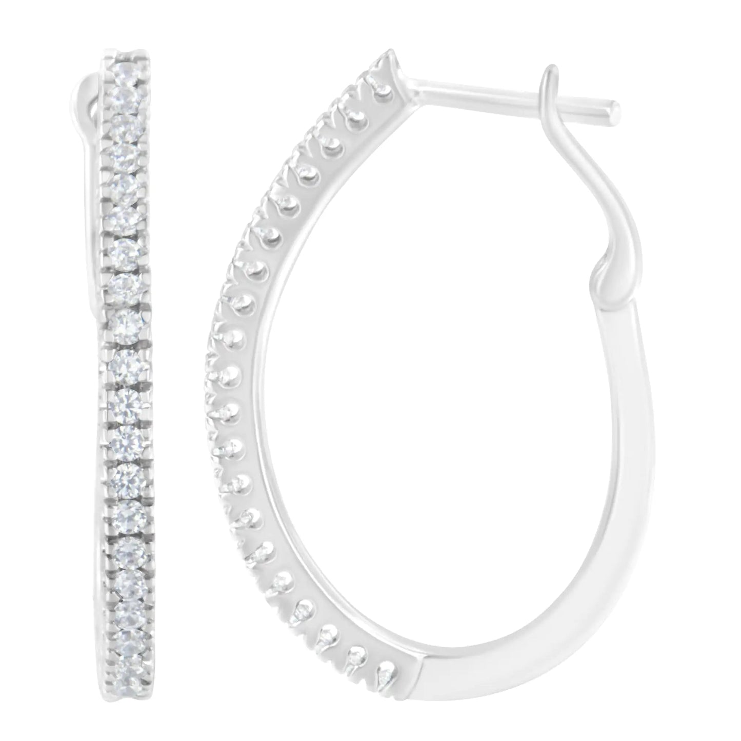 10KT White Gold 1/2 cttw Diamond Hoop Earrings (I-J, I2-I3) WEM Support (www.WEM.support)