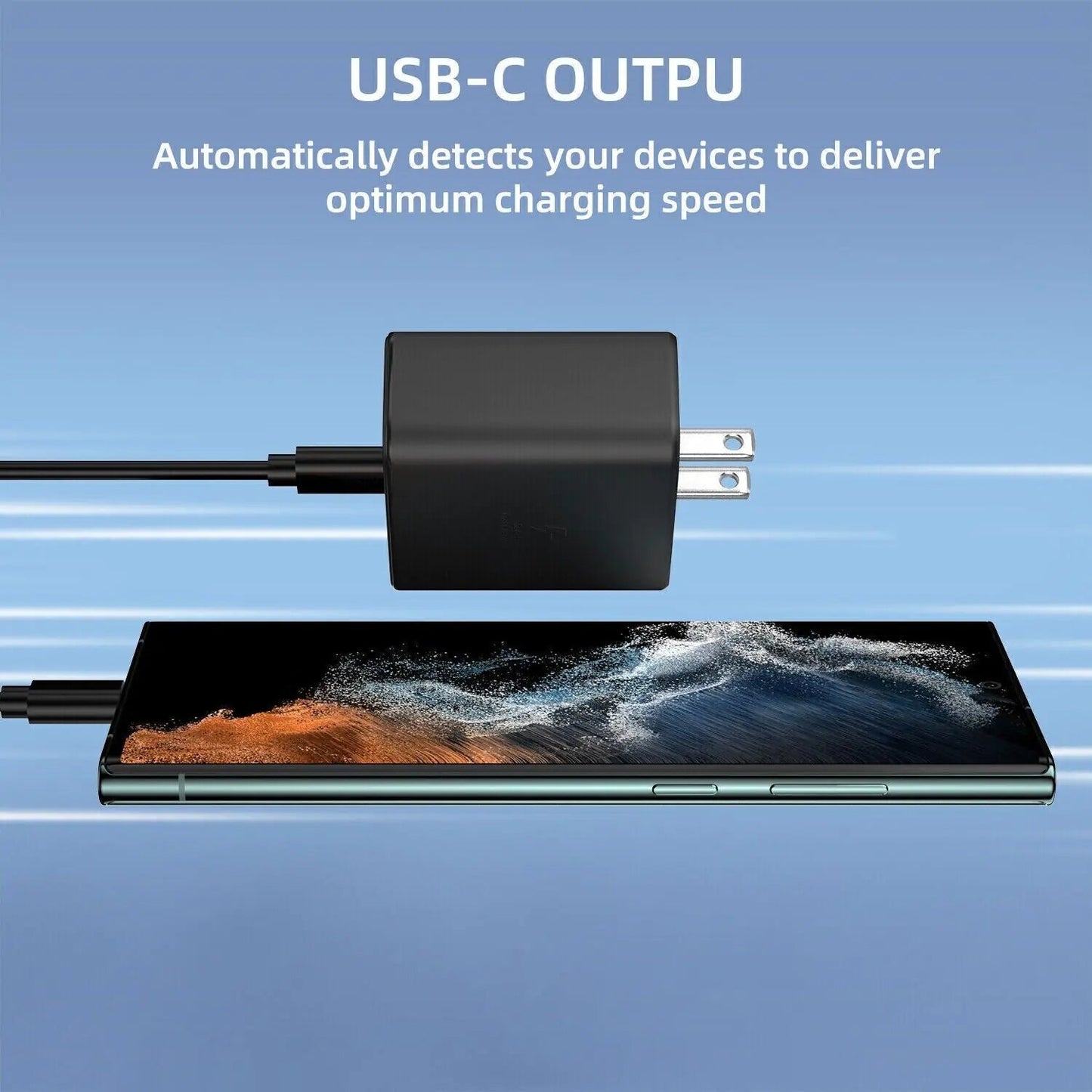 45W USB-C Super Fast Wall Charger 10FT Cable For Samsung Galaxy S20 S21 S22 S23 WEM Support (www.WEM.support)