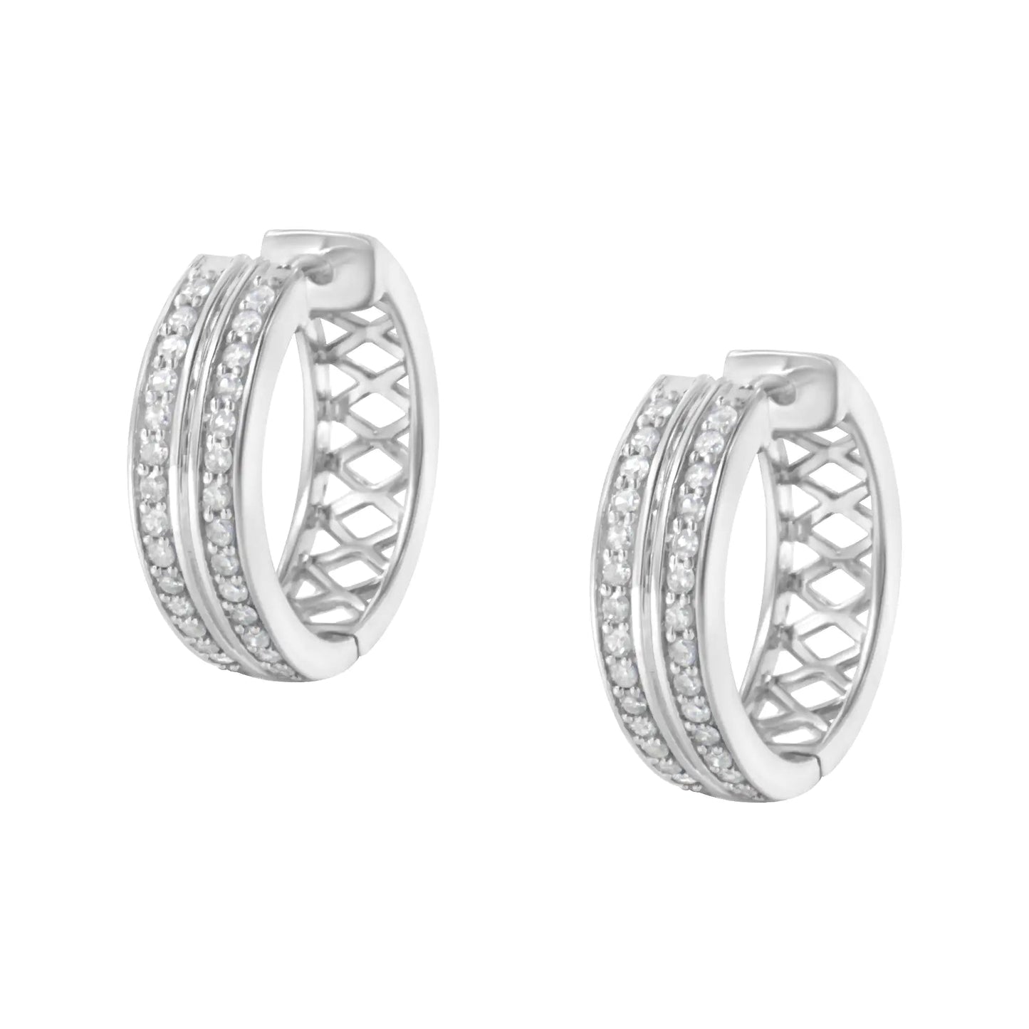 10K White Gold Diamond Hoop Earring (1/2 cttw, I-J Color, I2-I3 Clarity) WEM Support (www.WEM.support)