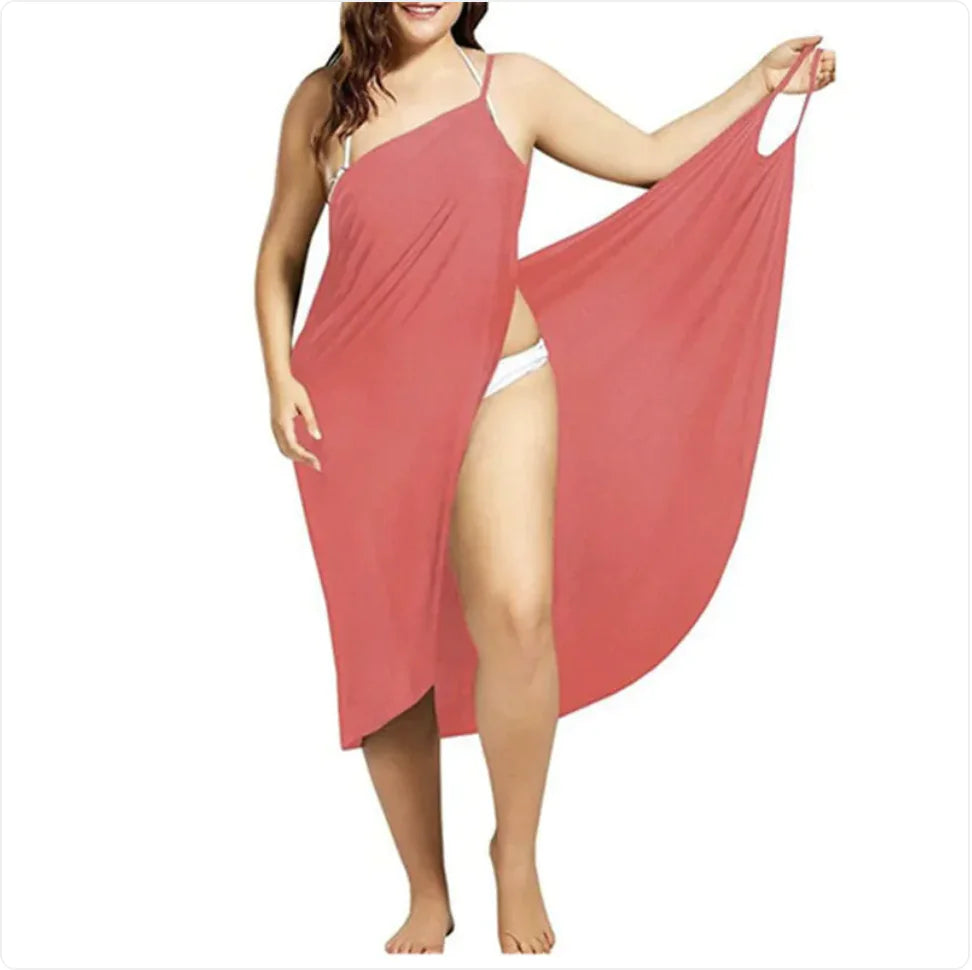 Vestido de Playa con Tirantes Cruzados de Color Sólido HejK.com