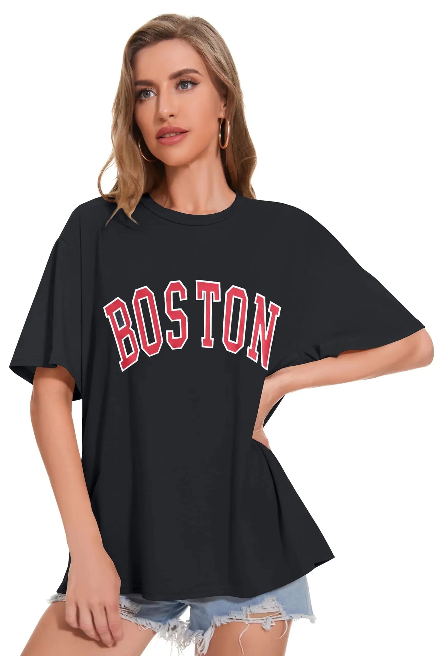 Womens Oversized Tshirt Graphic Tees Crew Neck Summer Short Sleeve Loose Fit Tops Medium Black Red Letters My Store