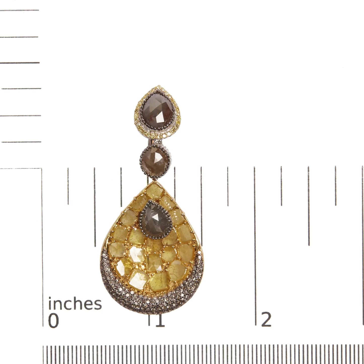 14K White and Yellow Gold 16 1/4 Cttw Fancy Color Rose Cut Diamond Disc Drop Dangle Statement Earrings (Fancy Colors, I2-I3 Clarity) WEM Support (www.WEM.support)