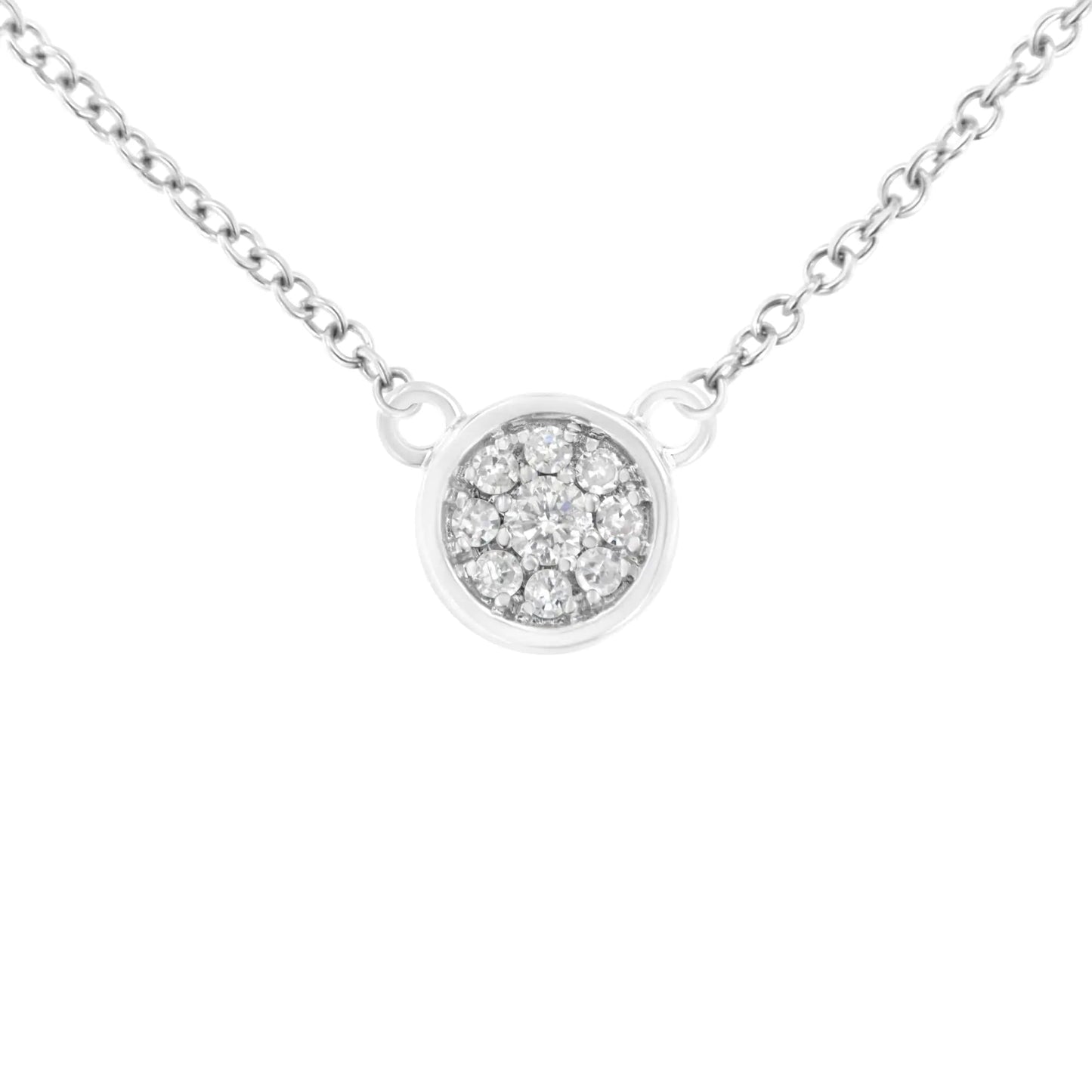 10K White Gold 1/4 Cttw Diamond Flower Pendant Necklace (I-J Color, I2-I3 Clarity) - Adjustable 16-18" chain WEM Support (www.WEM.support)