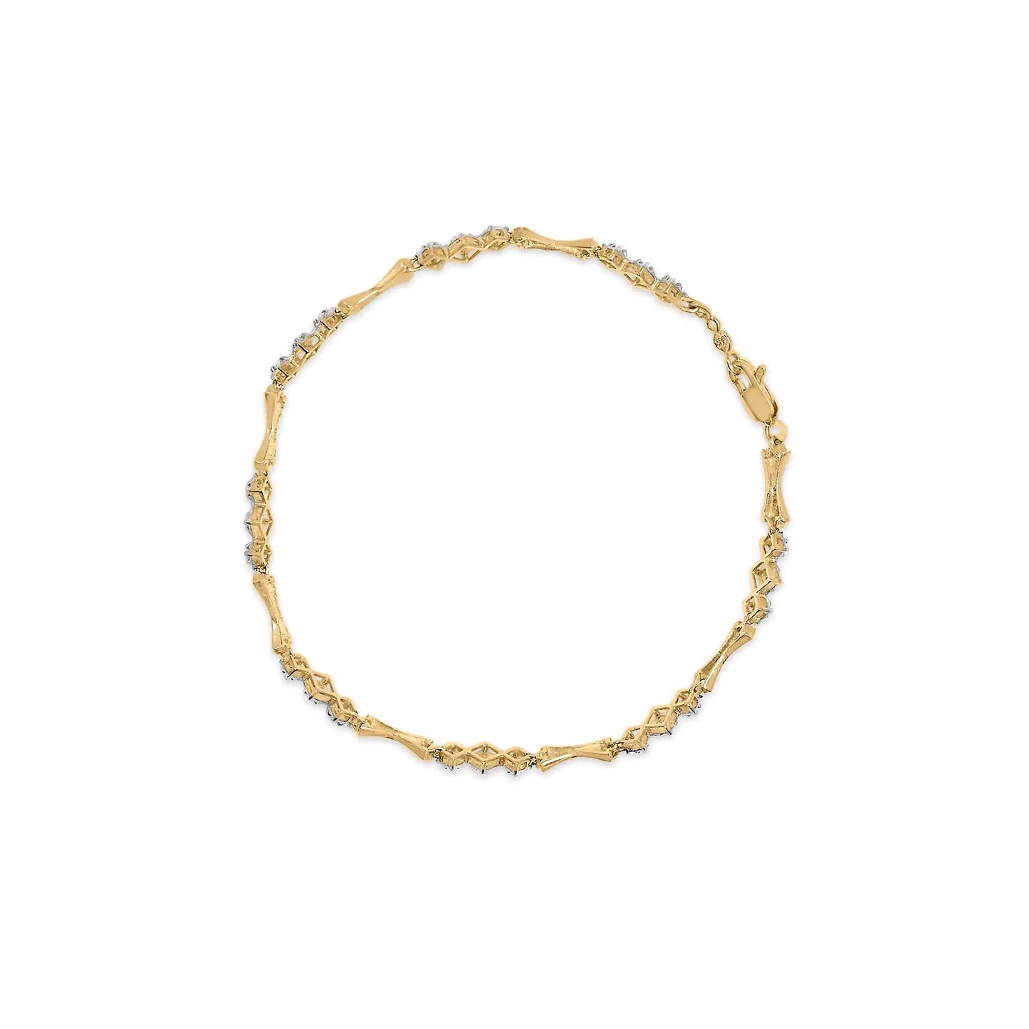 10k Gold 1/3 Cttw Diamond Miracle Set Alternating Bar and Link Bracelet (I-J Color, I1-I2 Clarity) - 7.75" Inches WEM Support (www.WEM.support)