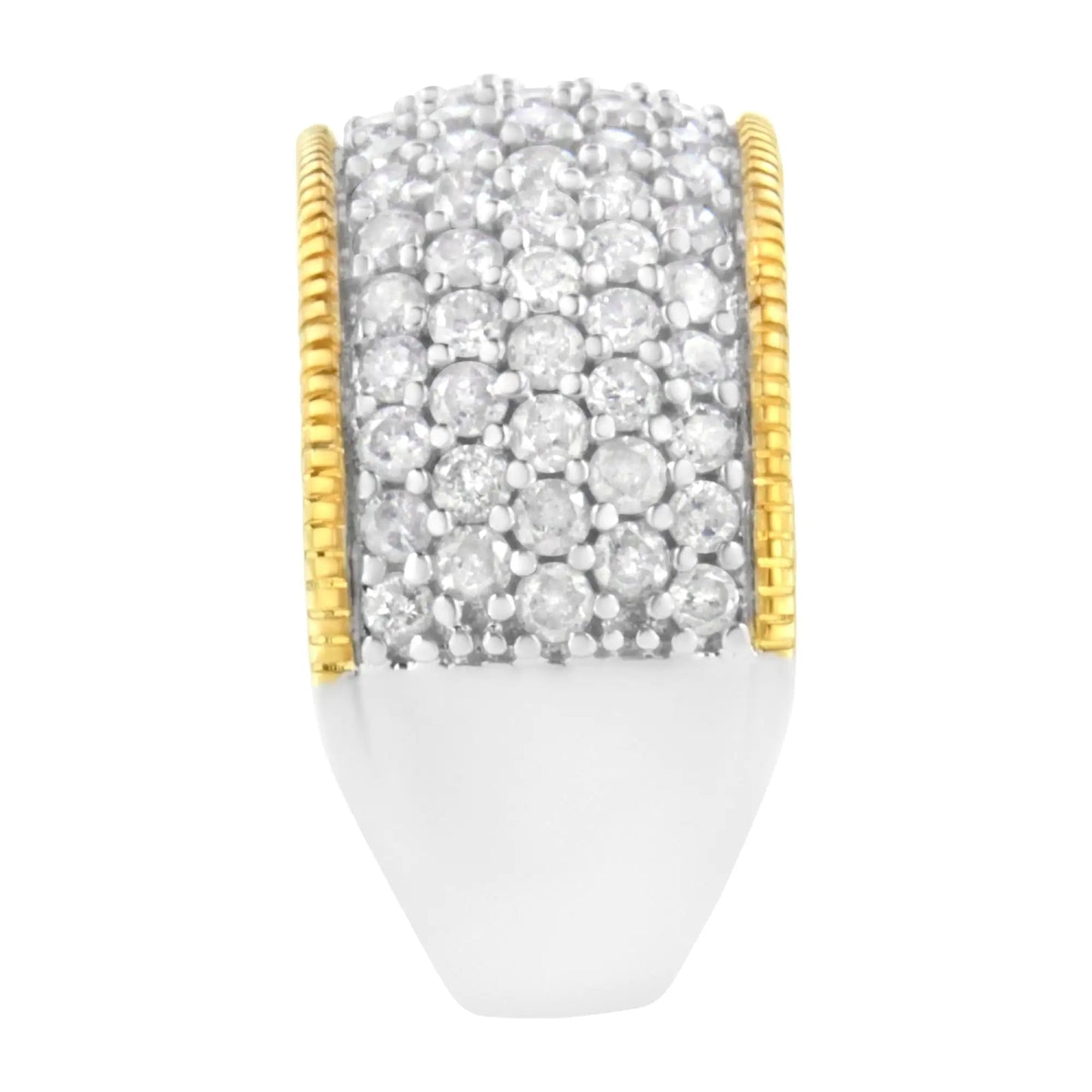 10K Yellow Gold Plated .925 Sterling Silver 2.0 Cttw Prong Set Round Cut Diamond 5 Row Anniversary Band Ring (I-J Color, I2-I3 Clarity) WEM Support (www.WEM.support)