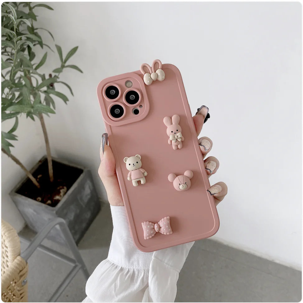 3D Bear & Rabbit Angel Eyes Phone Case for iPhone 13/12 Pro Max WEM Support (www.WEM.support)