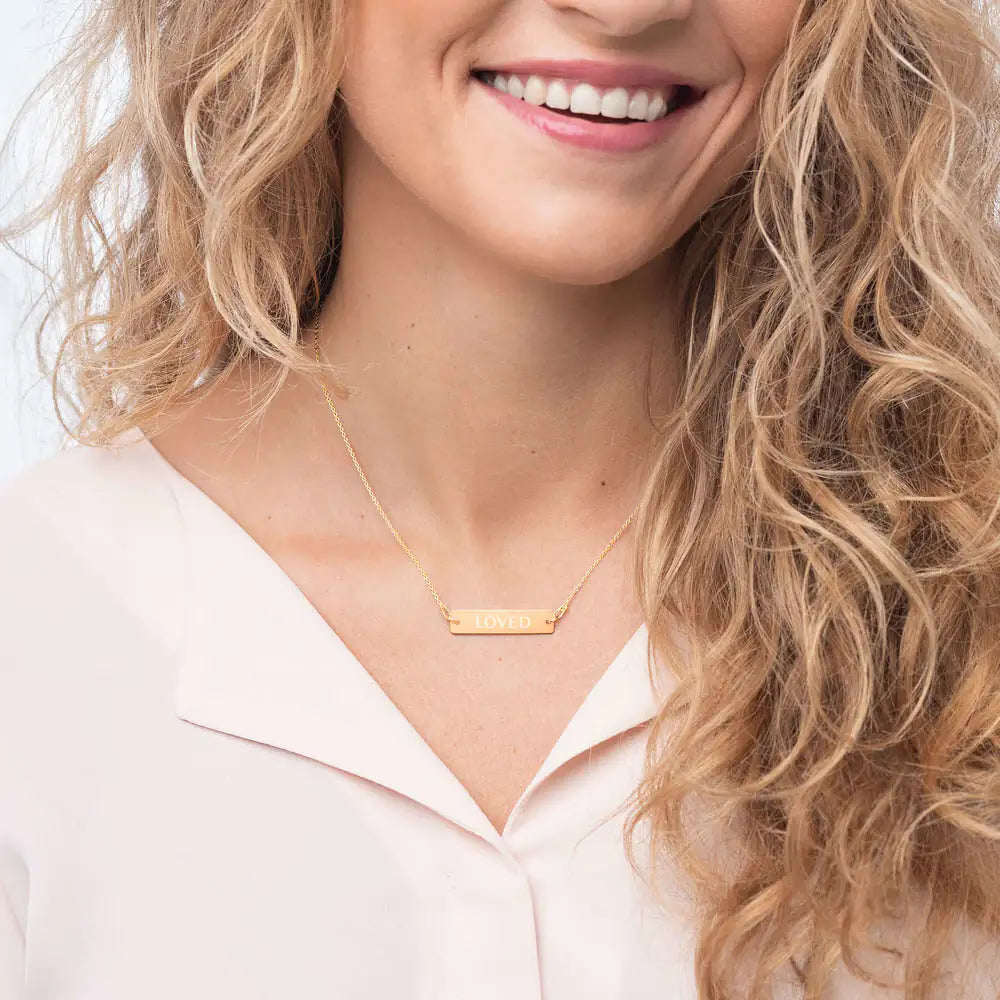 Sterling Silver Loved Bar Necklace WEM Support (www.WEM.support)