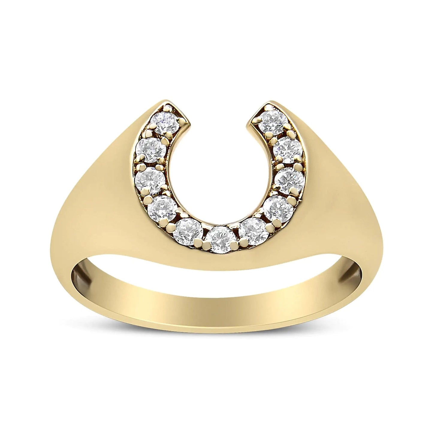 10K Yellow Gold 1/3 Cttw Round-Cut Diamond Men's Horseshoe Ring (H-I Color, VS1-VS2 Clarity) WEM Support (www.WEM.support)