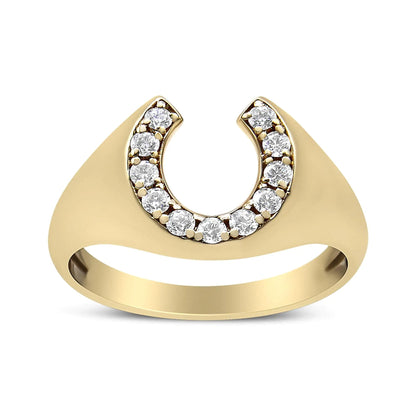 10K Yellow Gold 1/3 Cttw Round-Cut Diamond Men's Horseshoe Ring (H-I Color, VS1-VS2 Clarity) WEM Support (www.WEM.support)